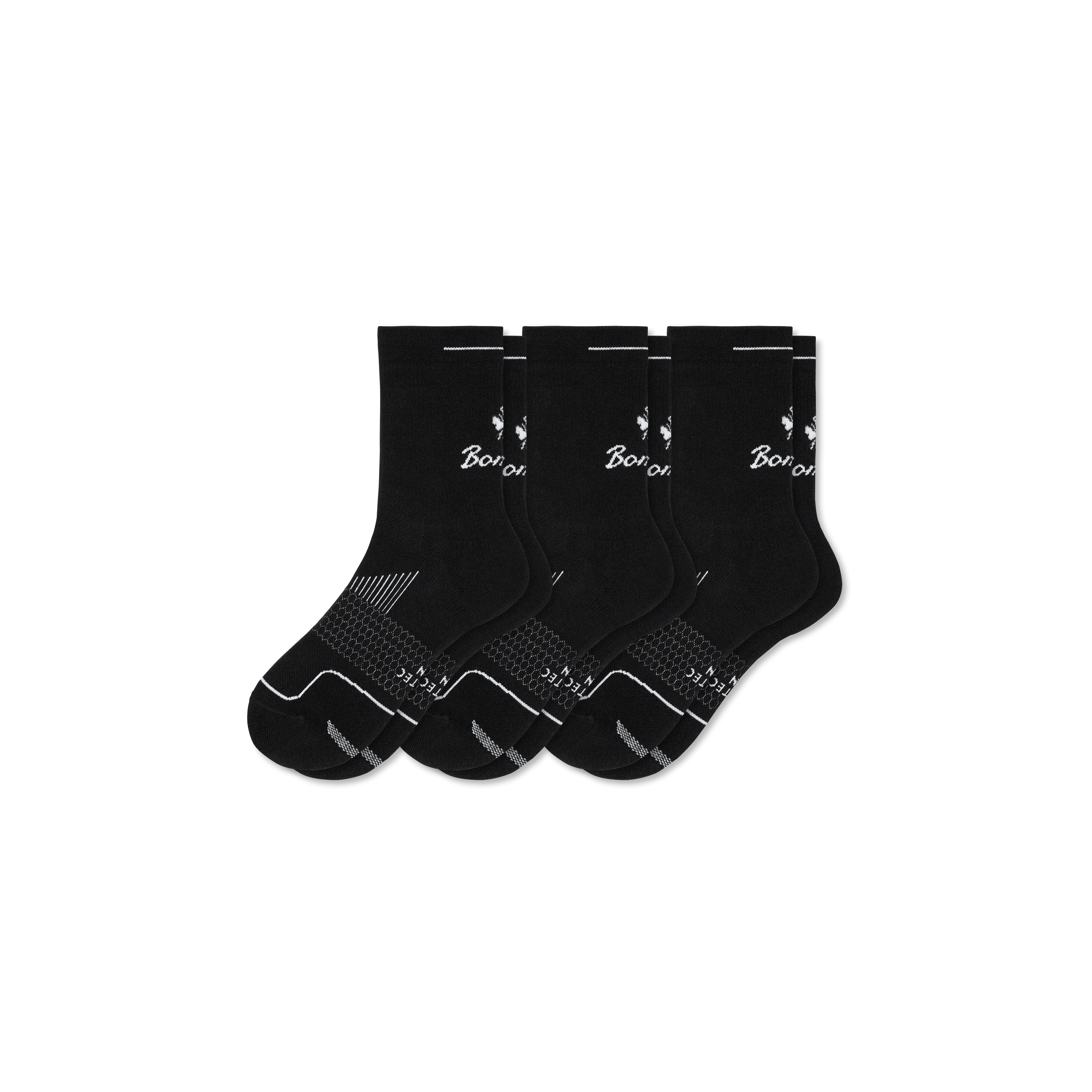 Bombas Running Half Calf Sock 3-pack In Black