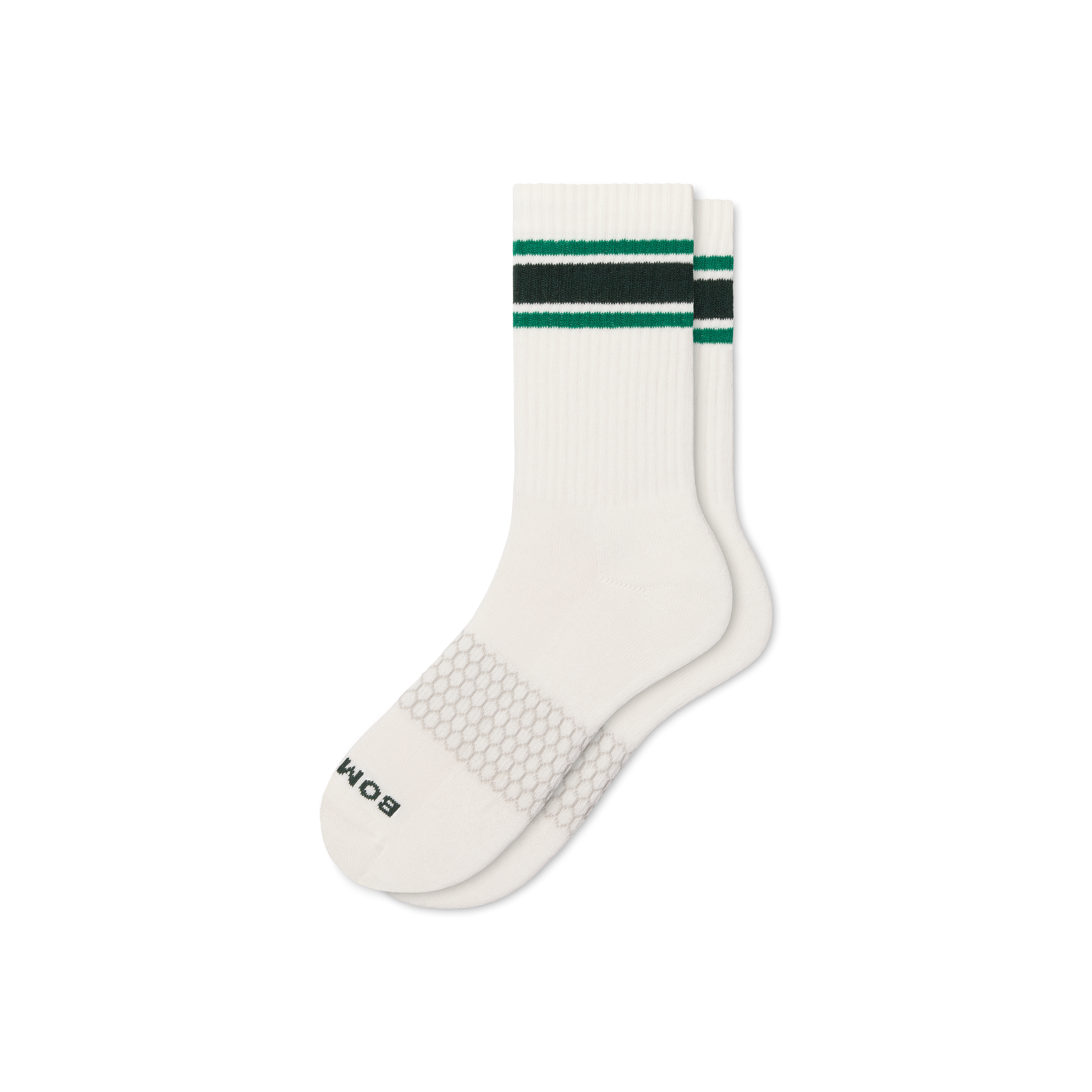 Vintage Stripes Half Calf Socks in Midnight Forest, laid flat