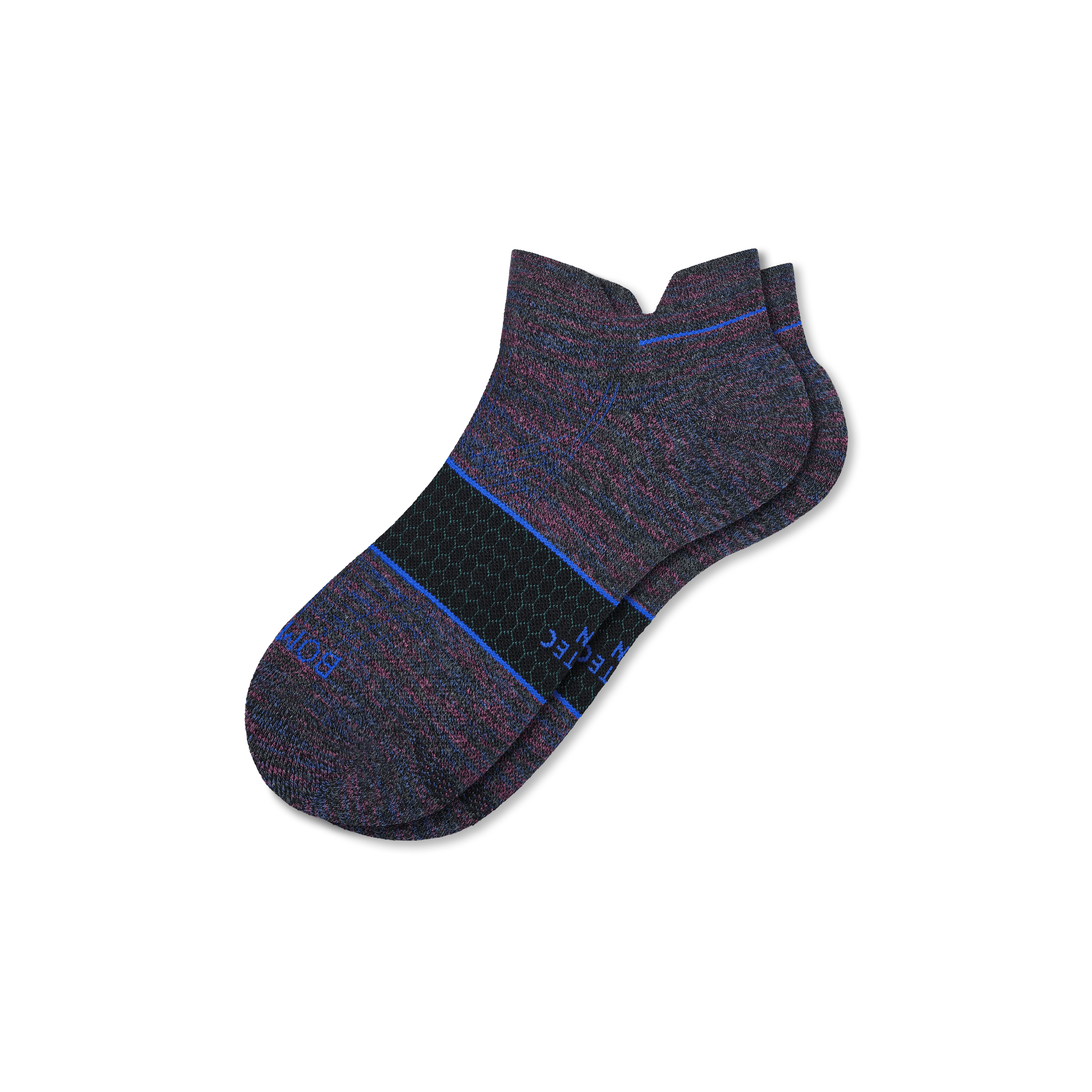 Bombas Running Ankle Socks In Black Cobalt