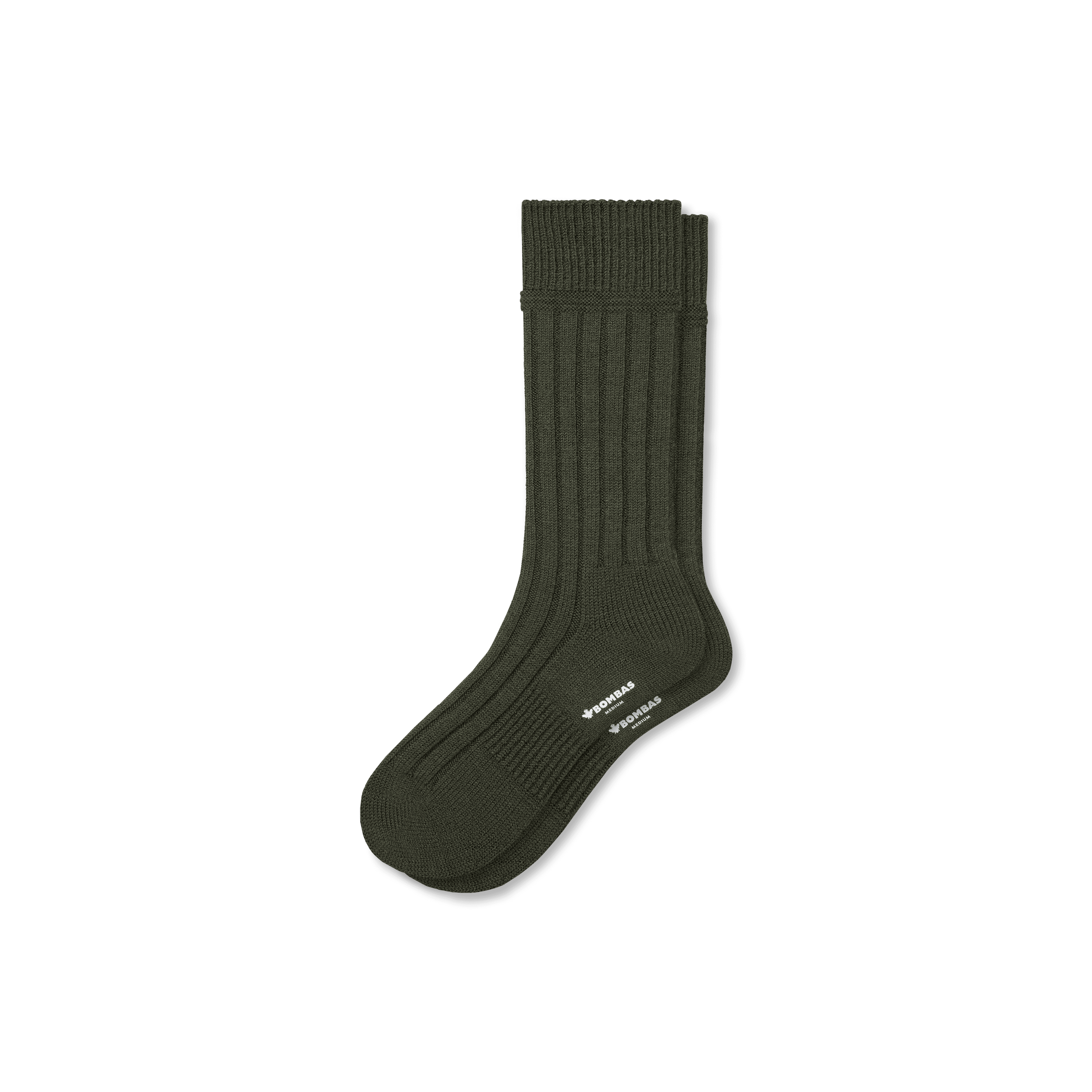Bombas Merino Cashmere Blend Rib Calf Socks In Dark Olive