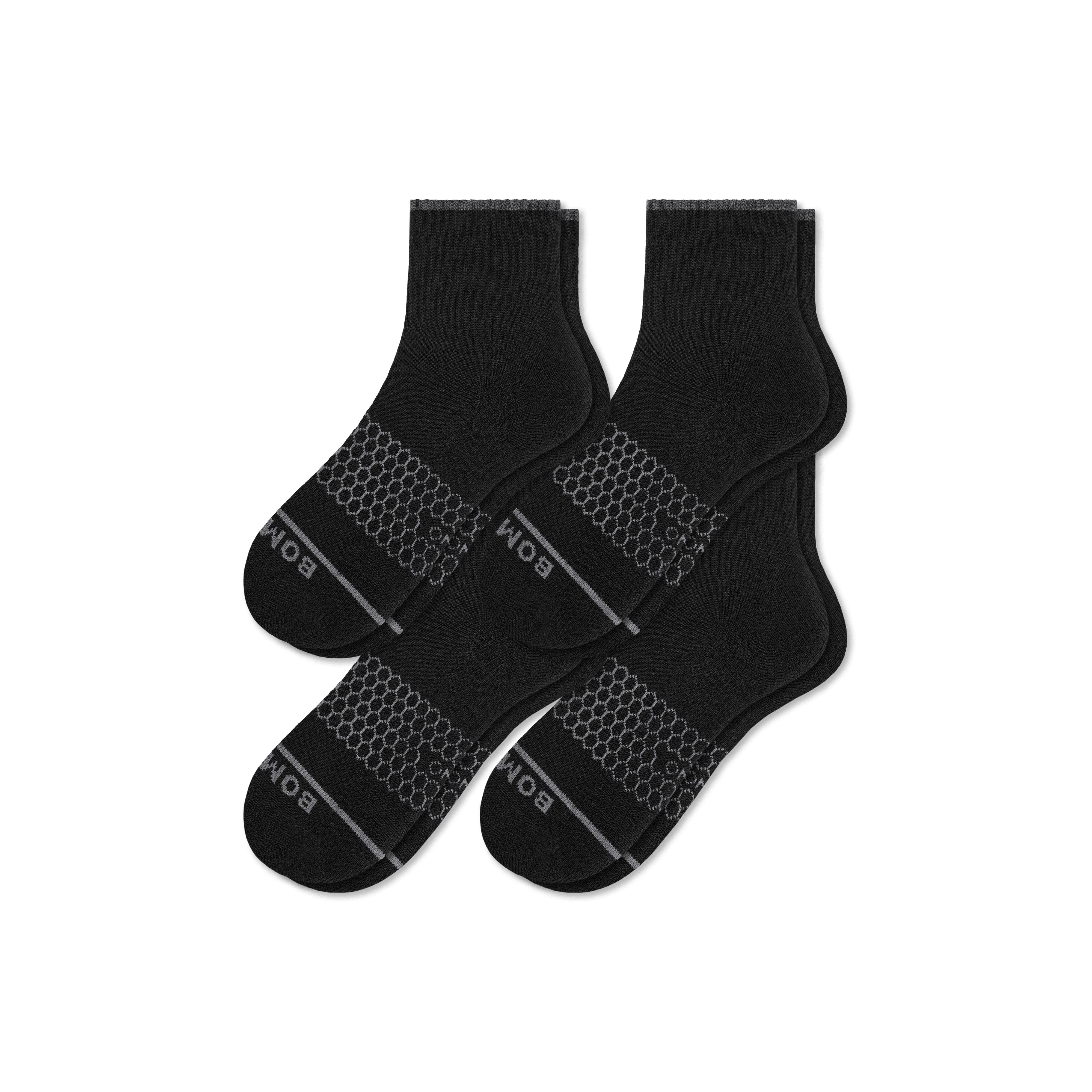 Bombas Merino Wool Blend Quarter Sock 4-pack In Black Mix