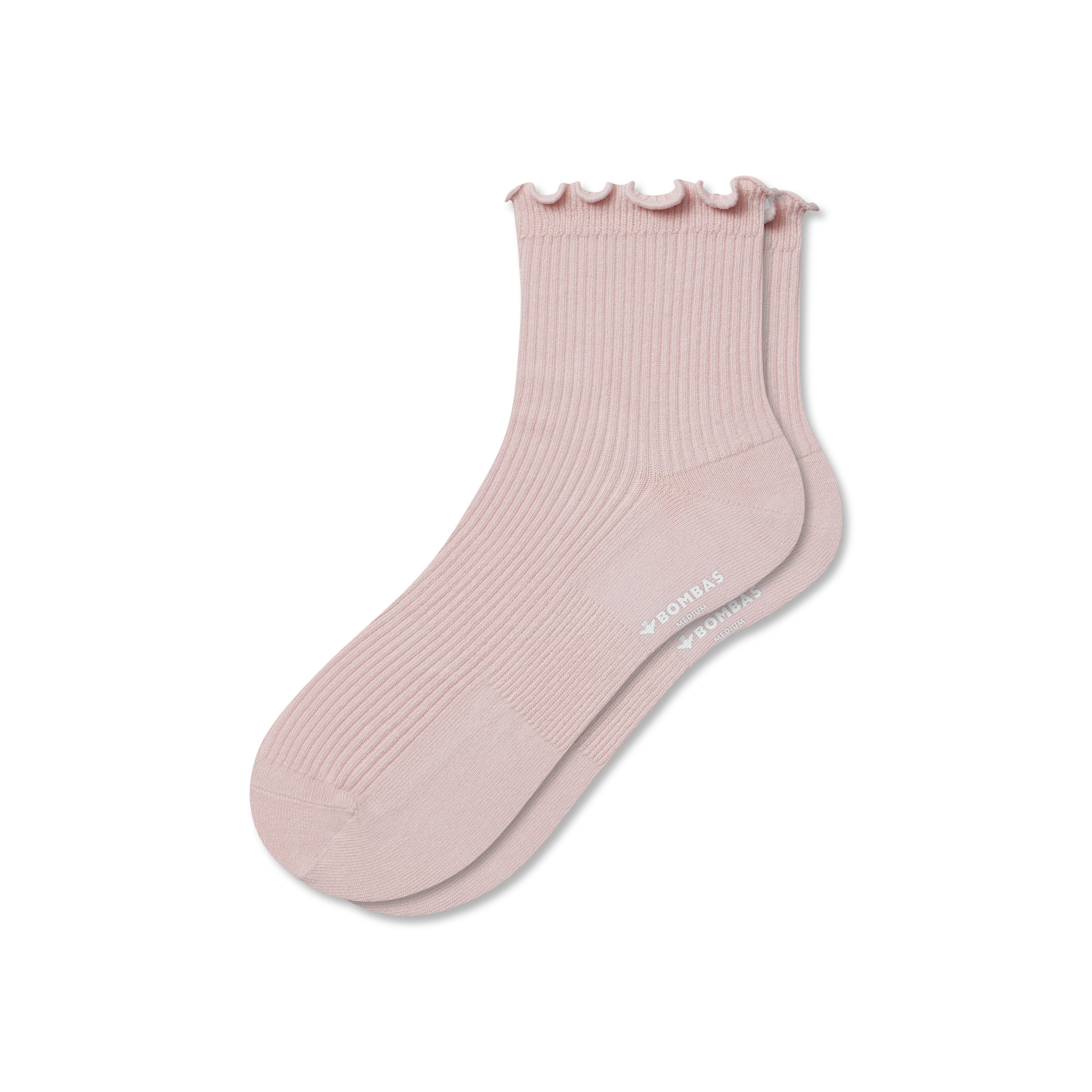 Bombas Ruffle Rib Quarter Socks In Pink