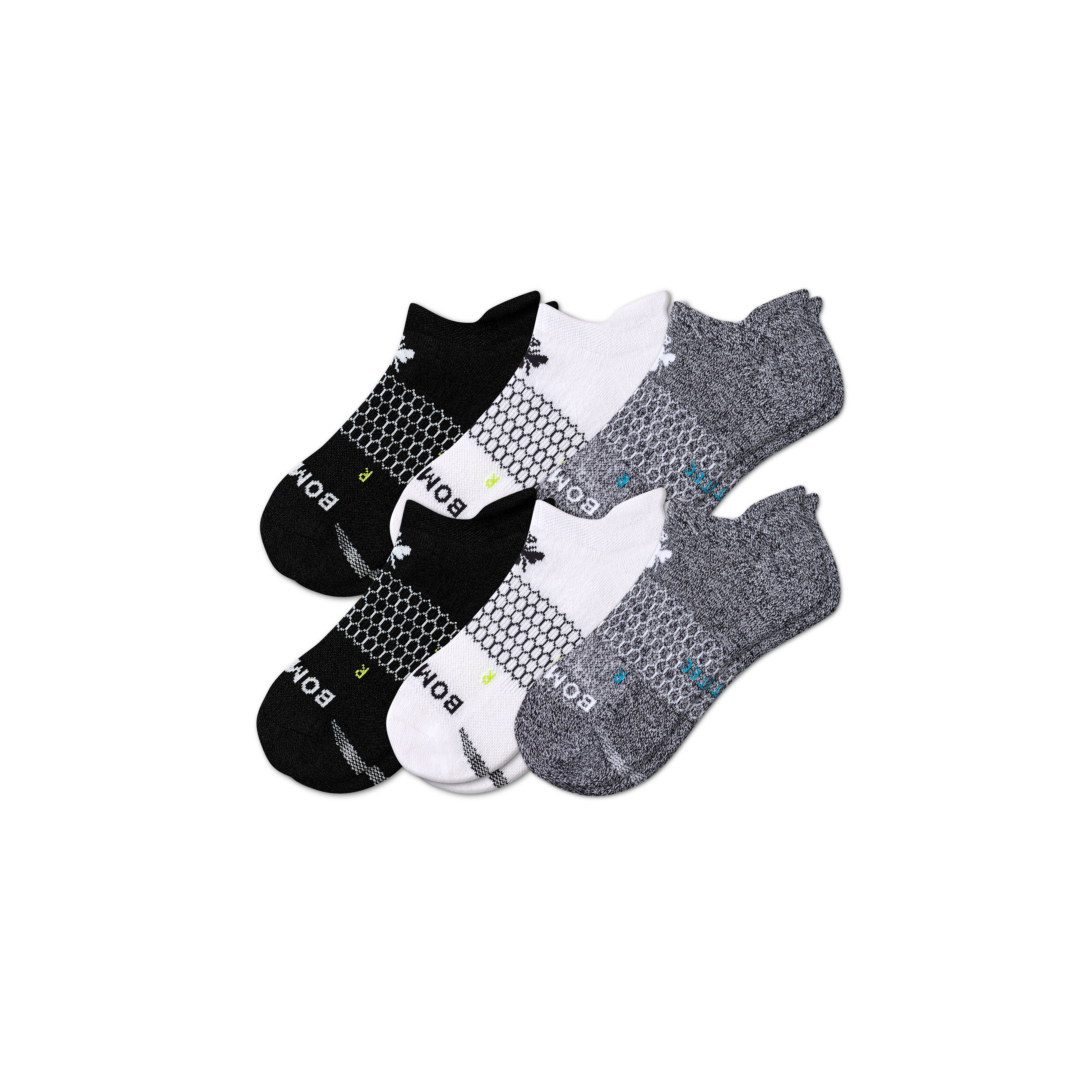 Bombas All-purpose Performance Ankle Sock 6-pack In Black White Charcoal