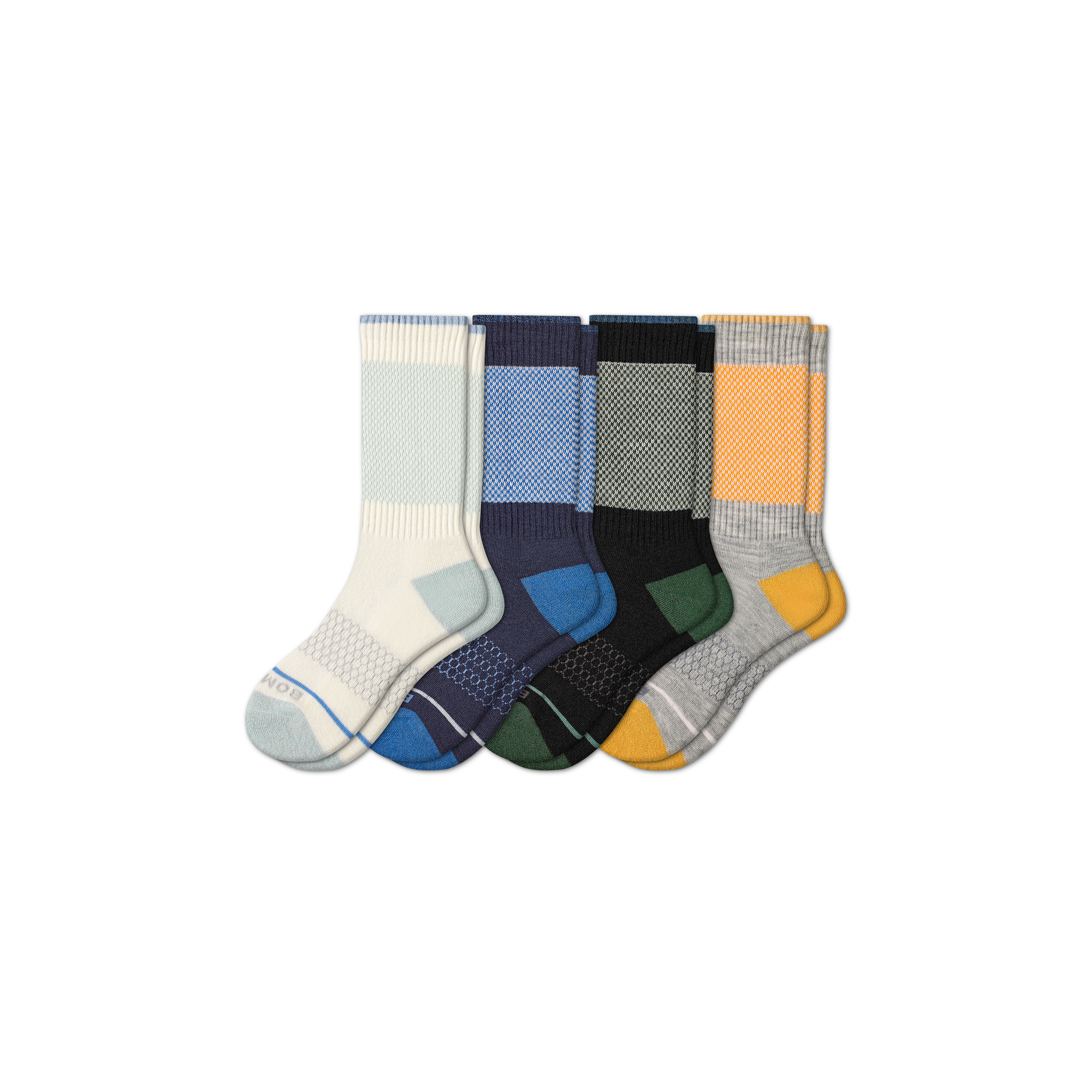Bombas Merino Wool Blend Calf Sock 4-pack In Black Navy White Mix
