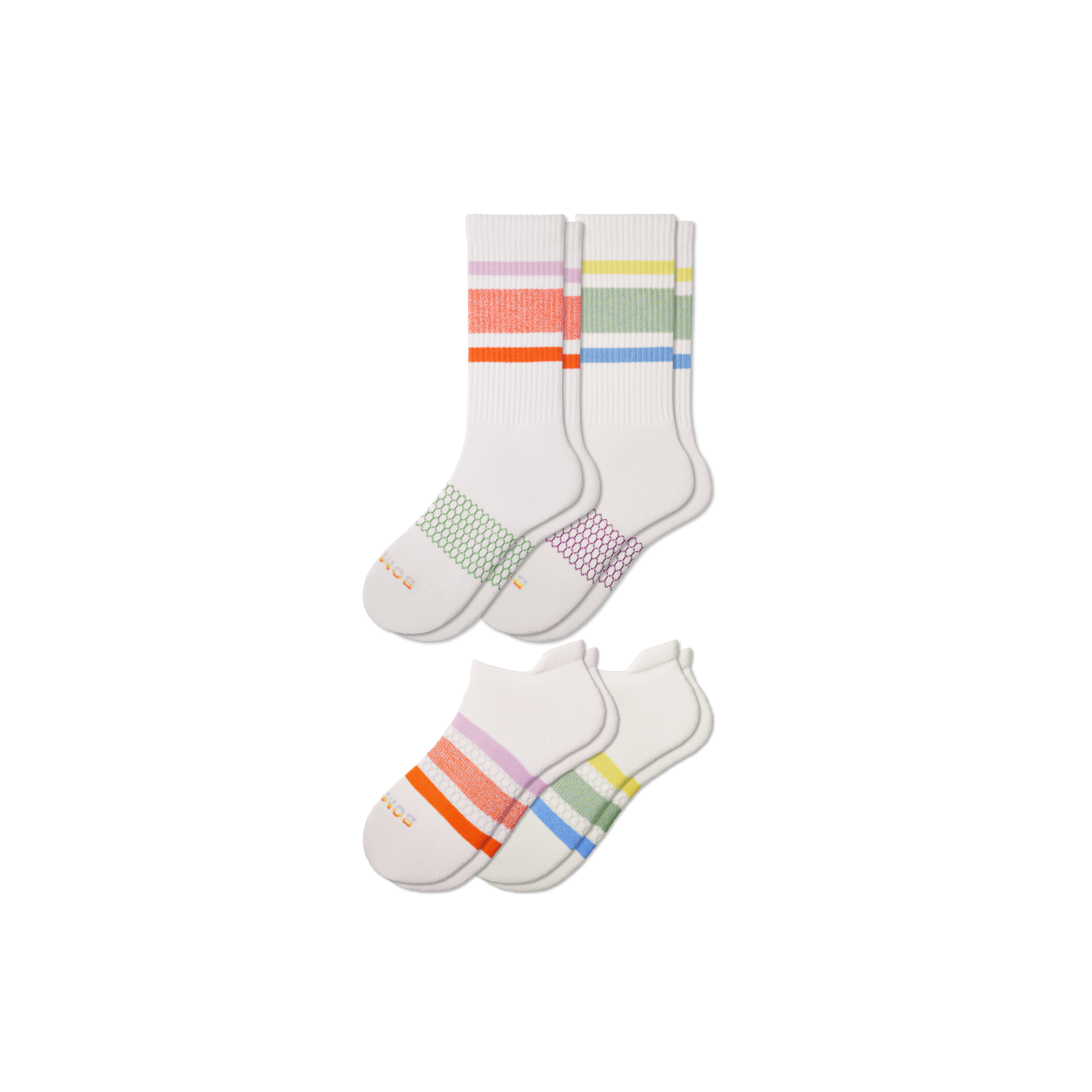 Bombas Pride Ankle & Calf Sock 4-pack In White