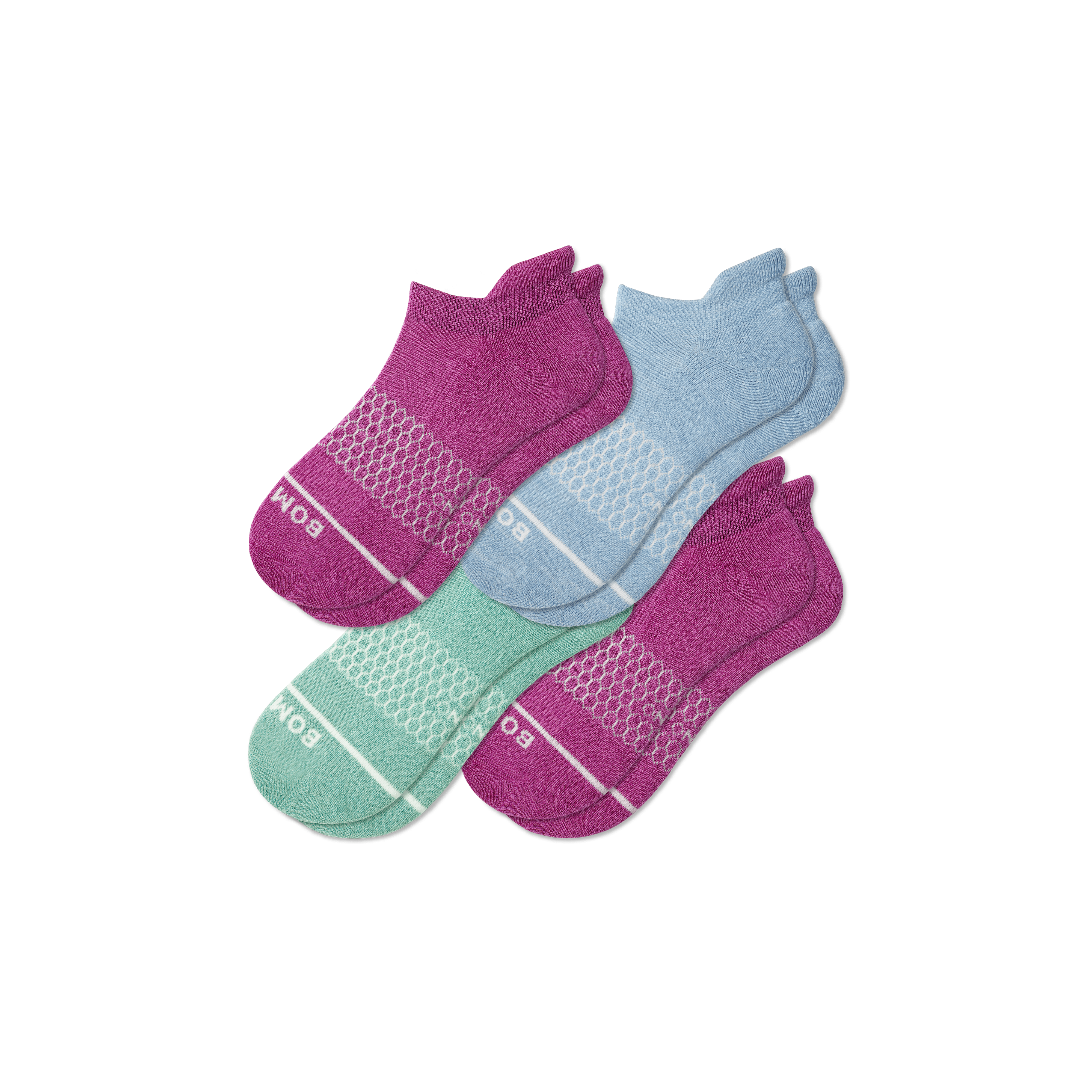 Shop Bombas Merino Wool Blend Ankle Sock 4-pack In Purple Blue Multi