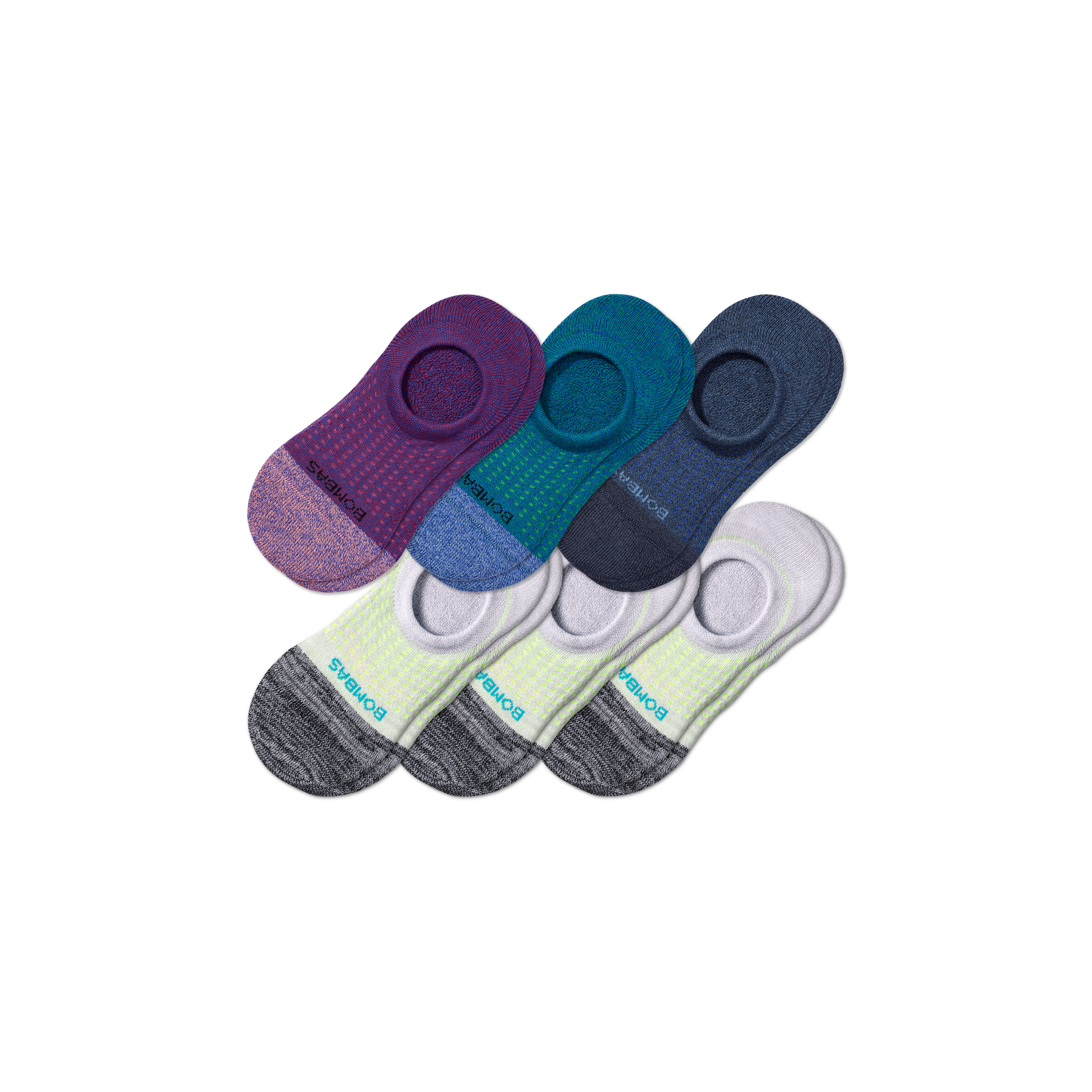 Bombas Performance Cushioned No Show Sock 6-pack In Jewel Mix