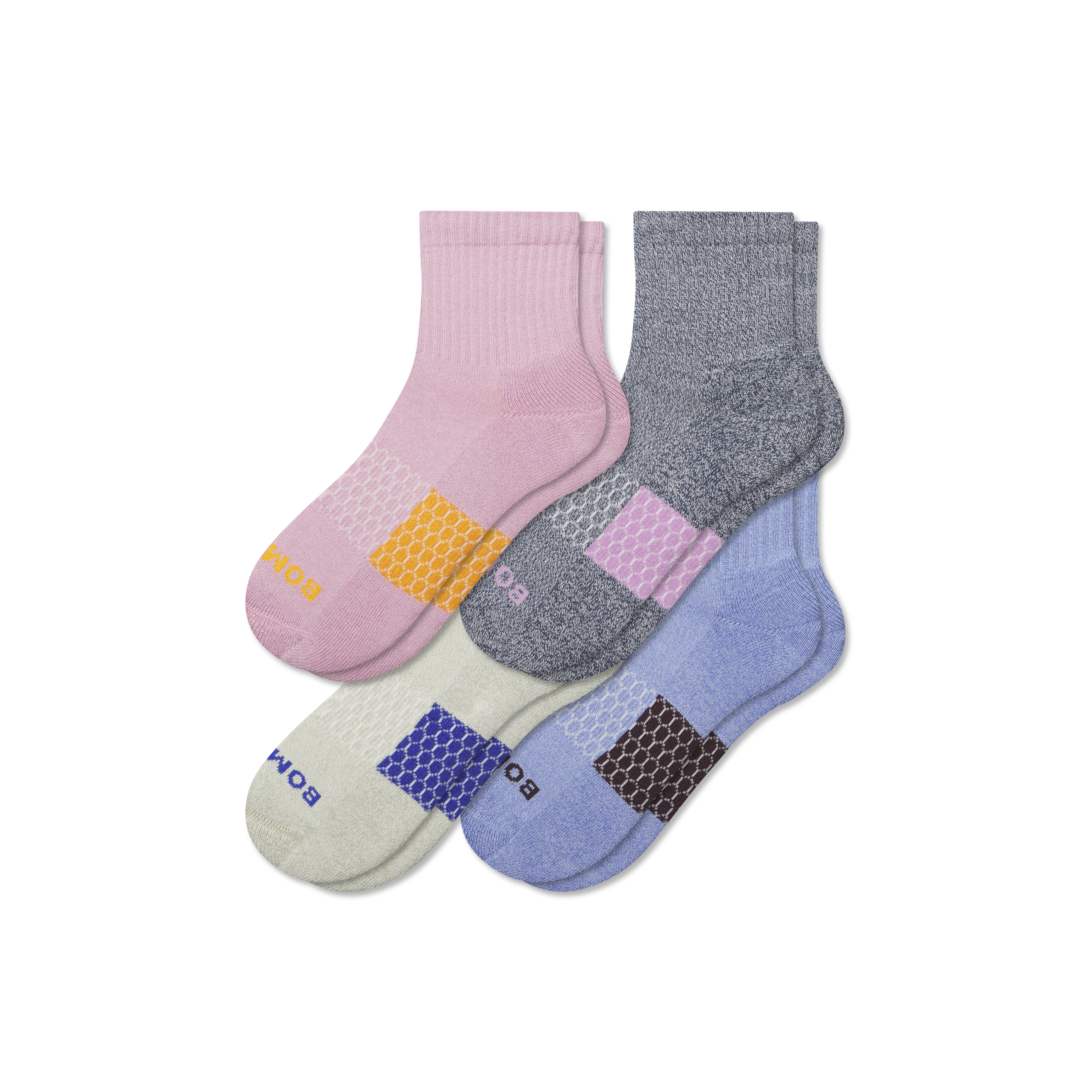 Bombas Quarter Sock 4-pack In Wildflower Blue Mix