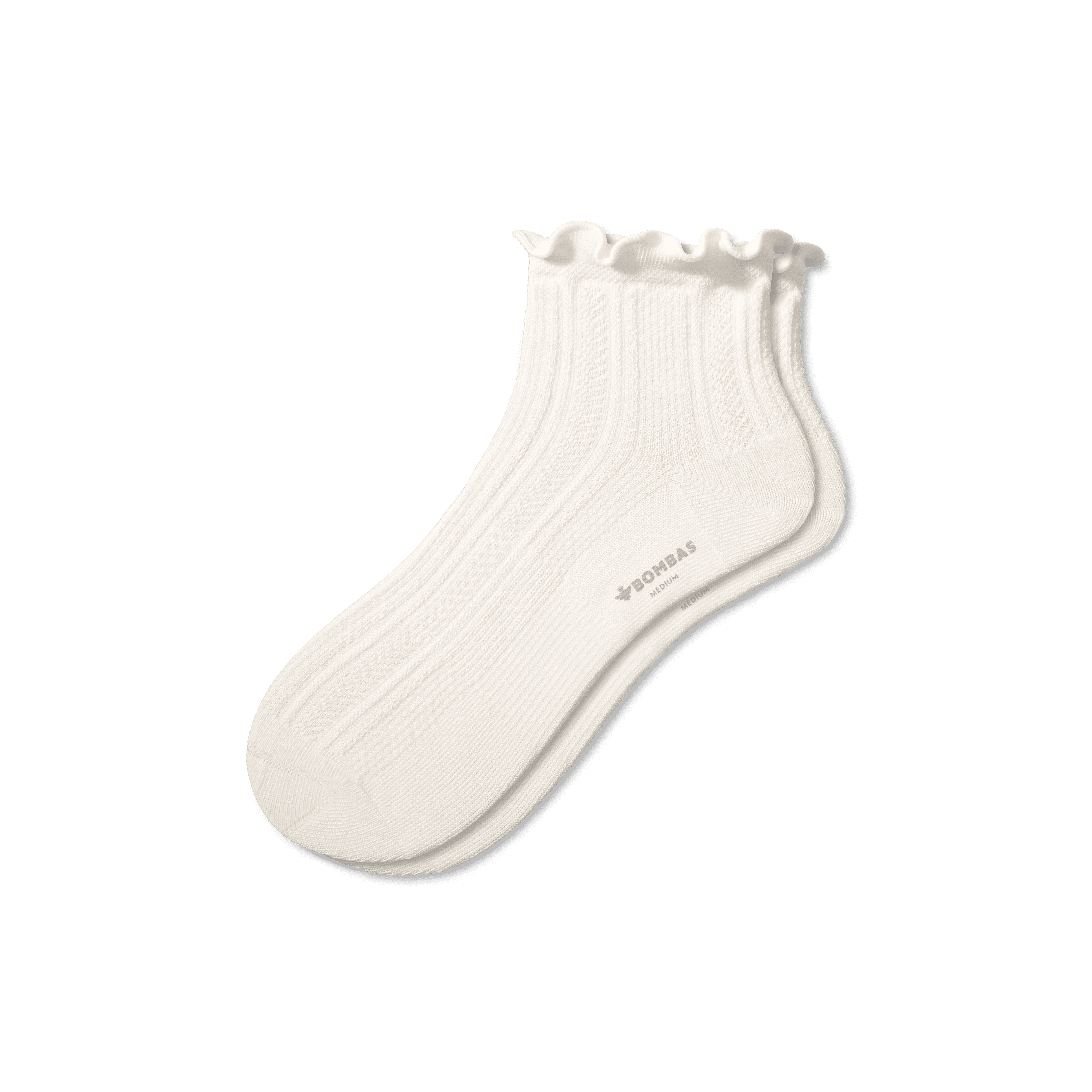 Bombas Pointelle Frill Quarter Socks In Soft White