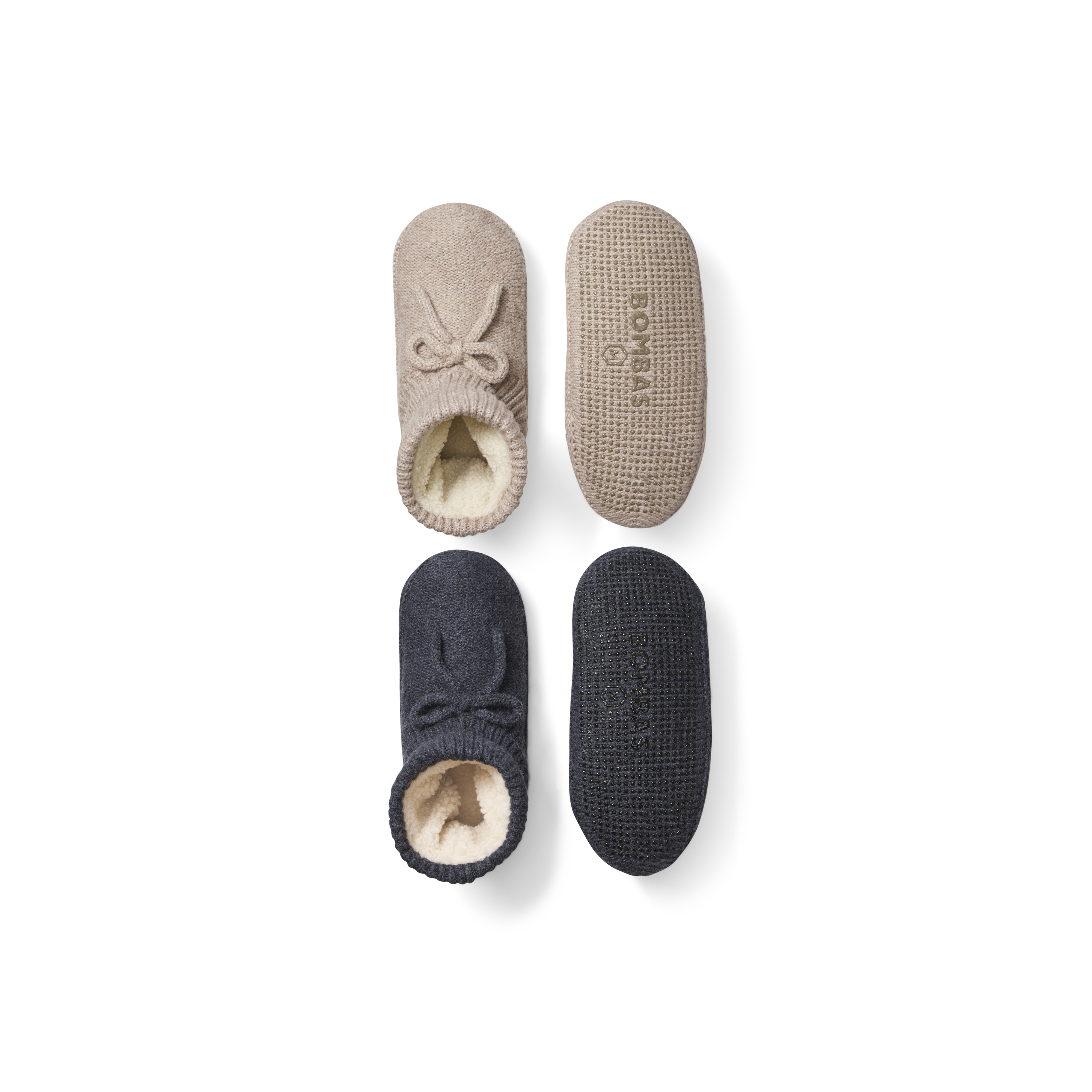 Women’s Bow Gripper Slipper Bootie - Sherpa-Lined 2-Pack