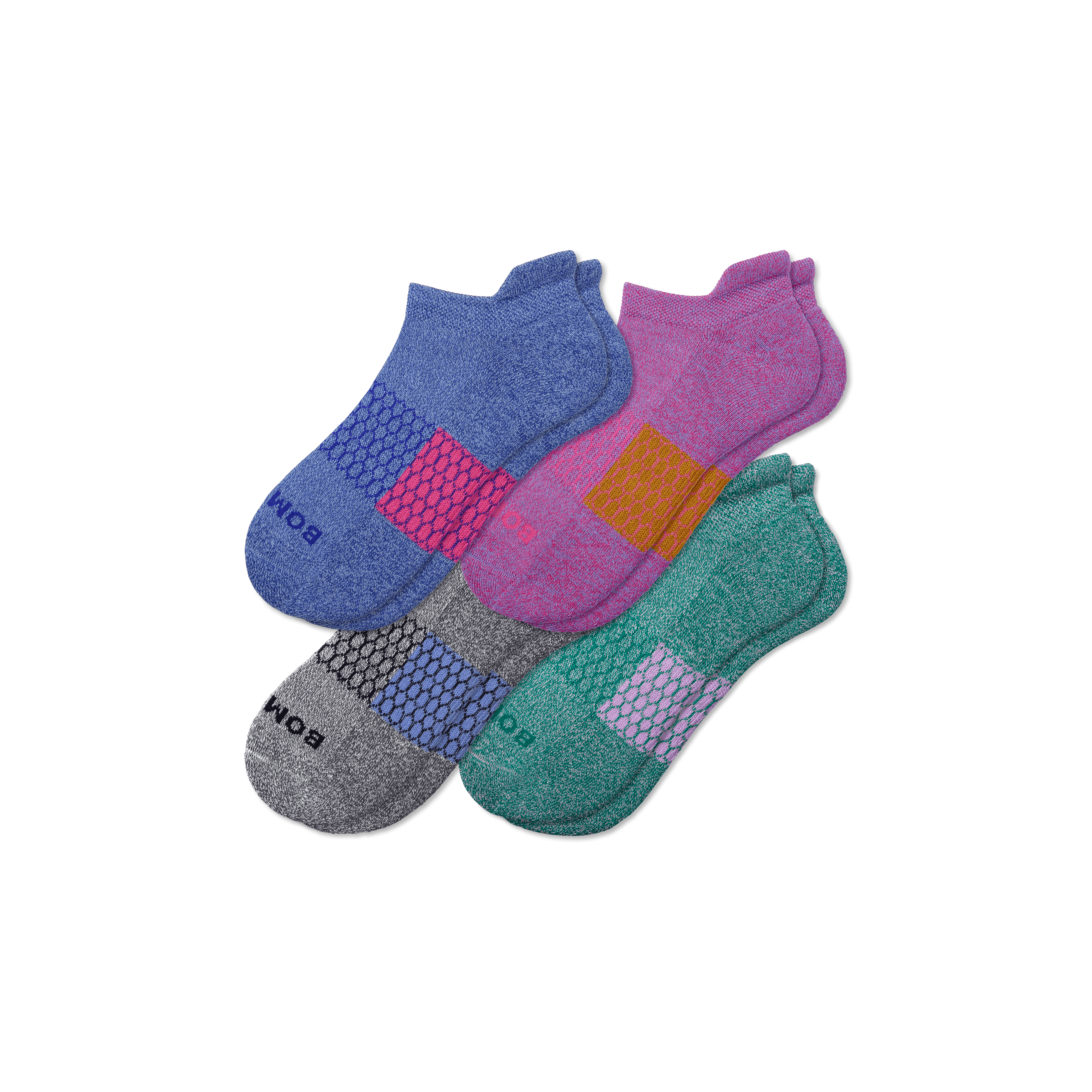 Bombas Marl Ankle Sock 4-pack In Blue Mulberry Mix