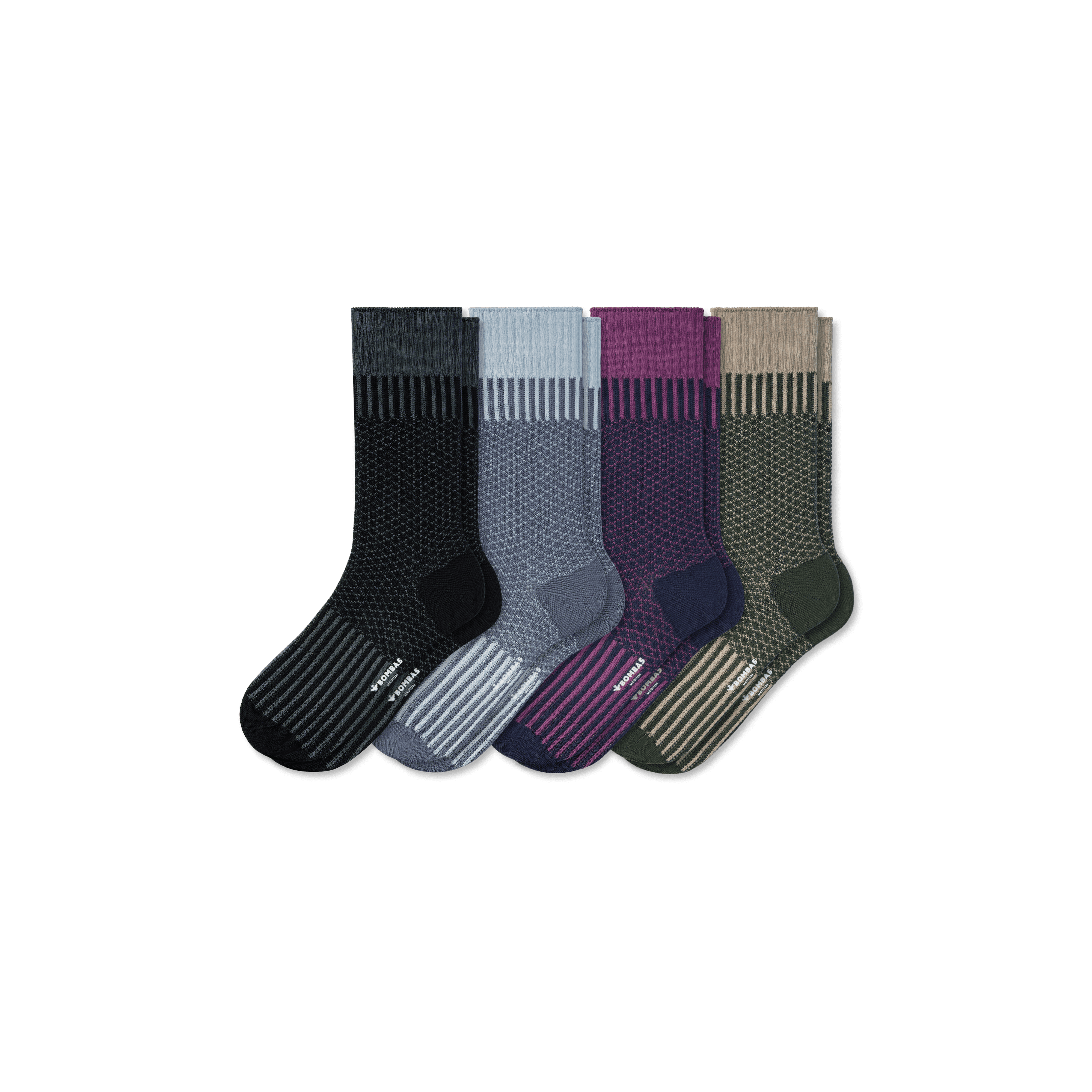 Bombas Jacquard Dress Sock 4-pack In Black Storm Mix