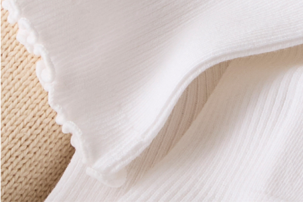 Women's Frilly Rib Half Calf Socks - BTF - Feature - The Feel