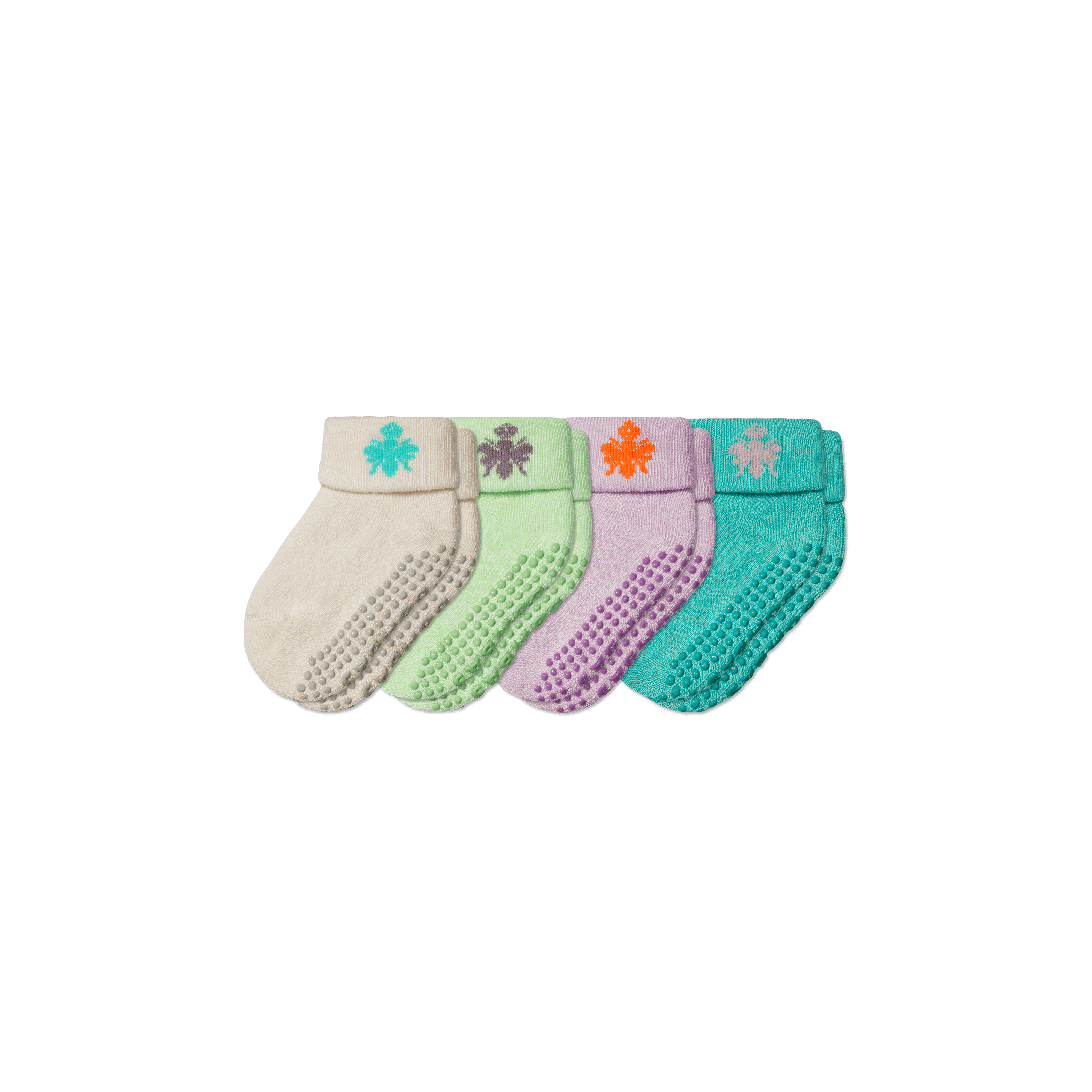 Bombas Baby Gripper Socks 4-pack (6-12 Months) In Lavender Blue Mix