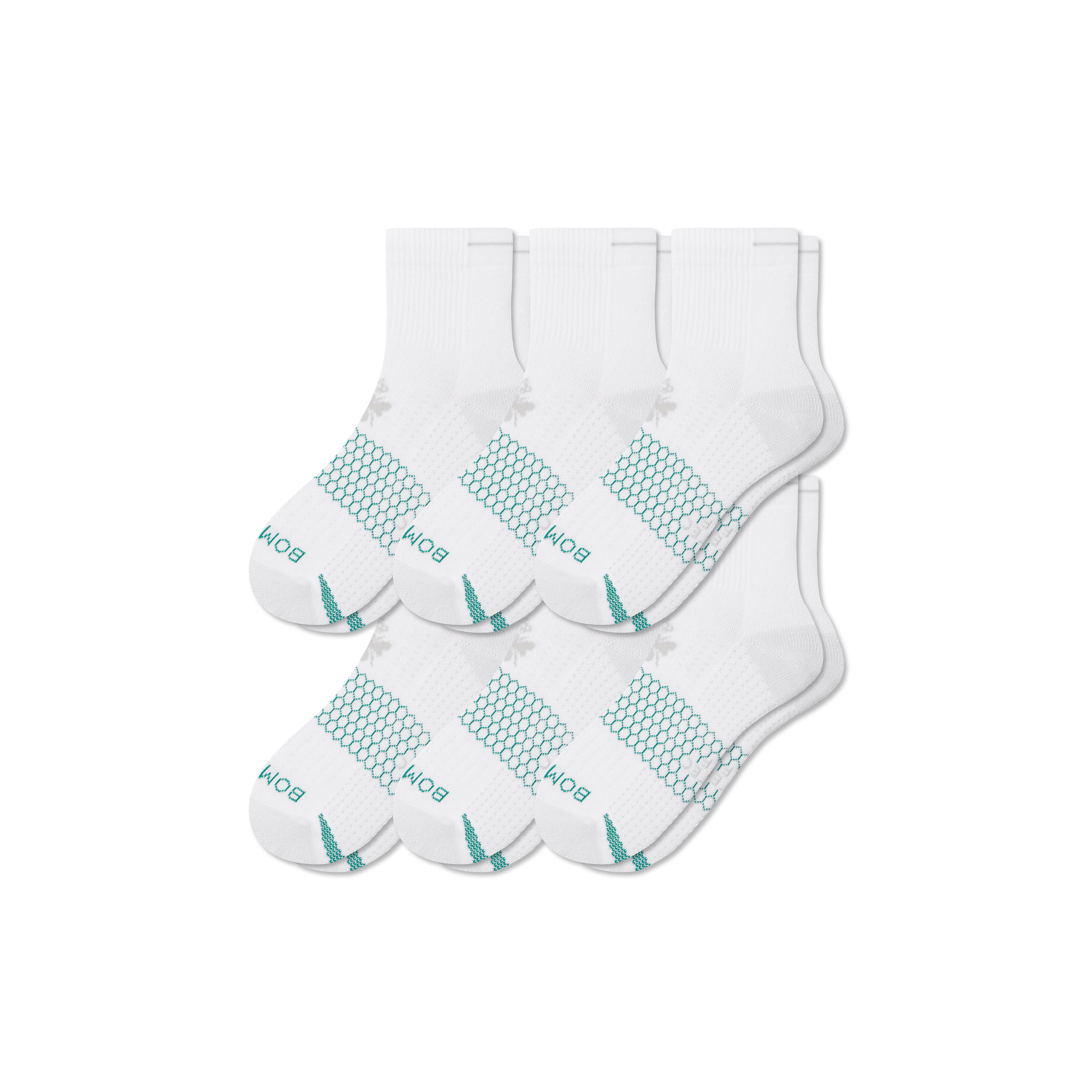 Bombas Golf Quarter Sock 6-pack In White Mix