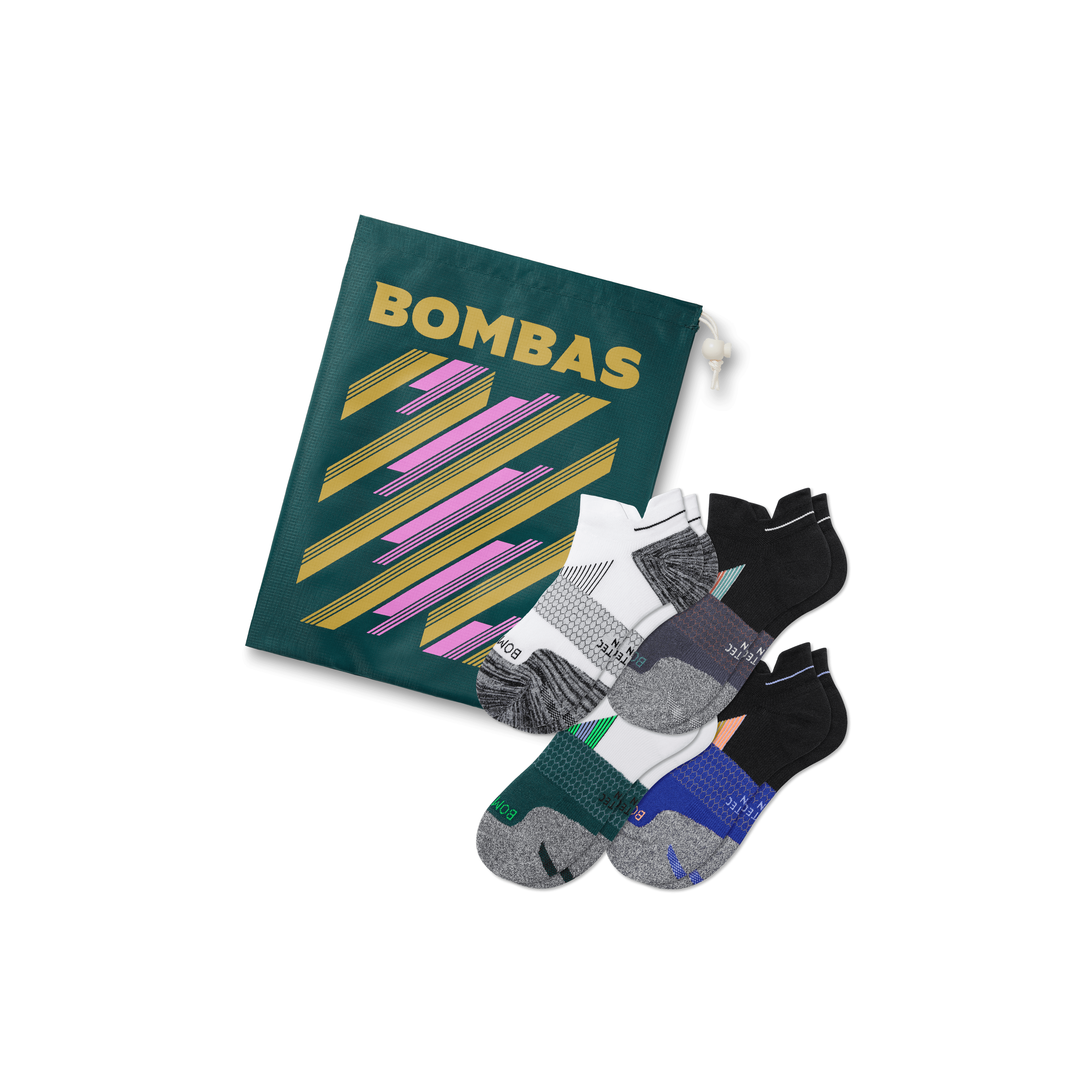 Bombas Running Ankle Sock 4-pack Gift Bag In Black White Mix