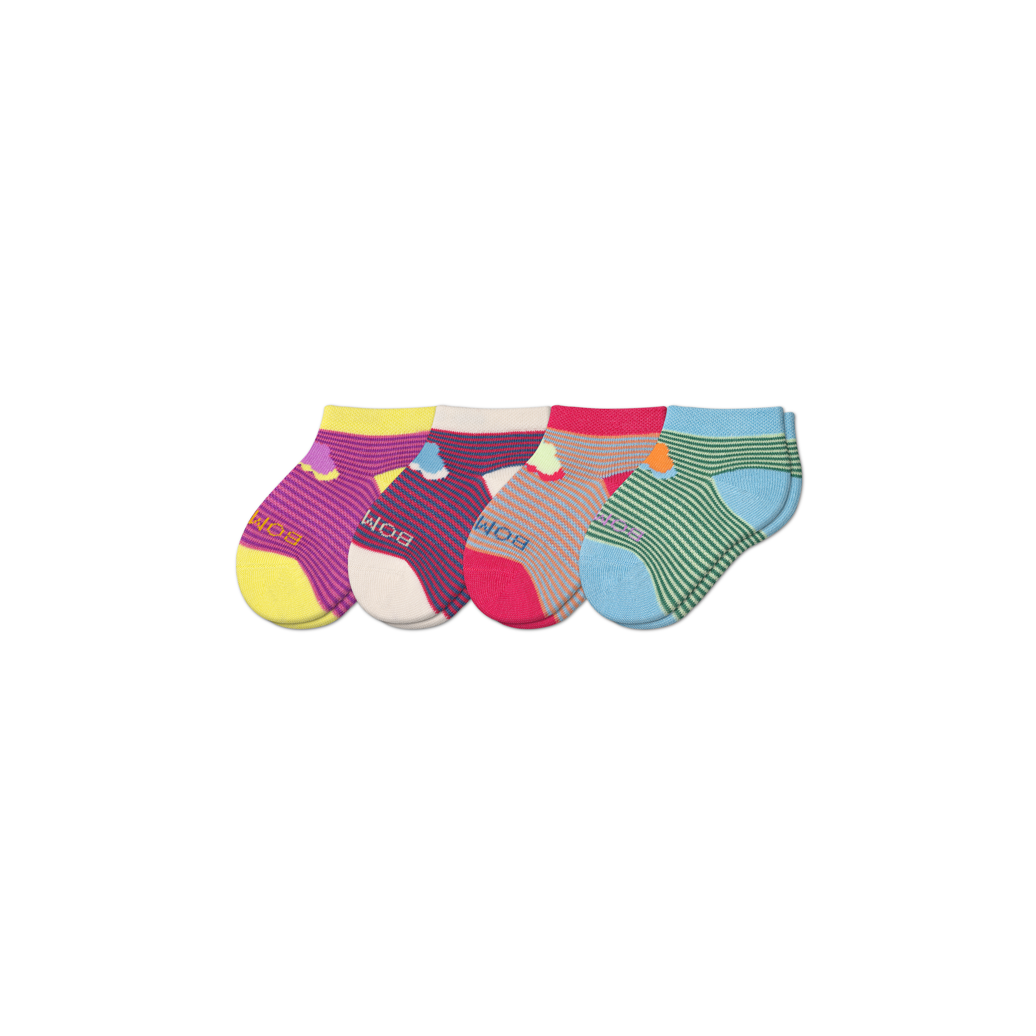 Bombas Toddler Lightweight Ankle Sock 4-pack In Pink Hibiscus Mix
