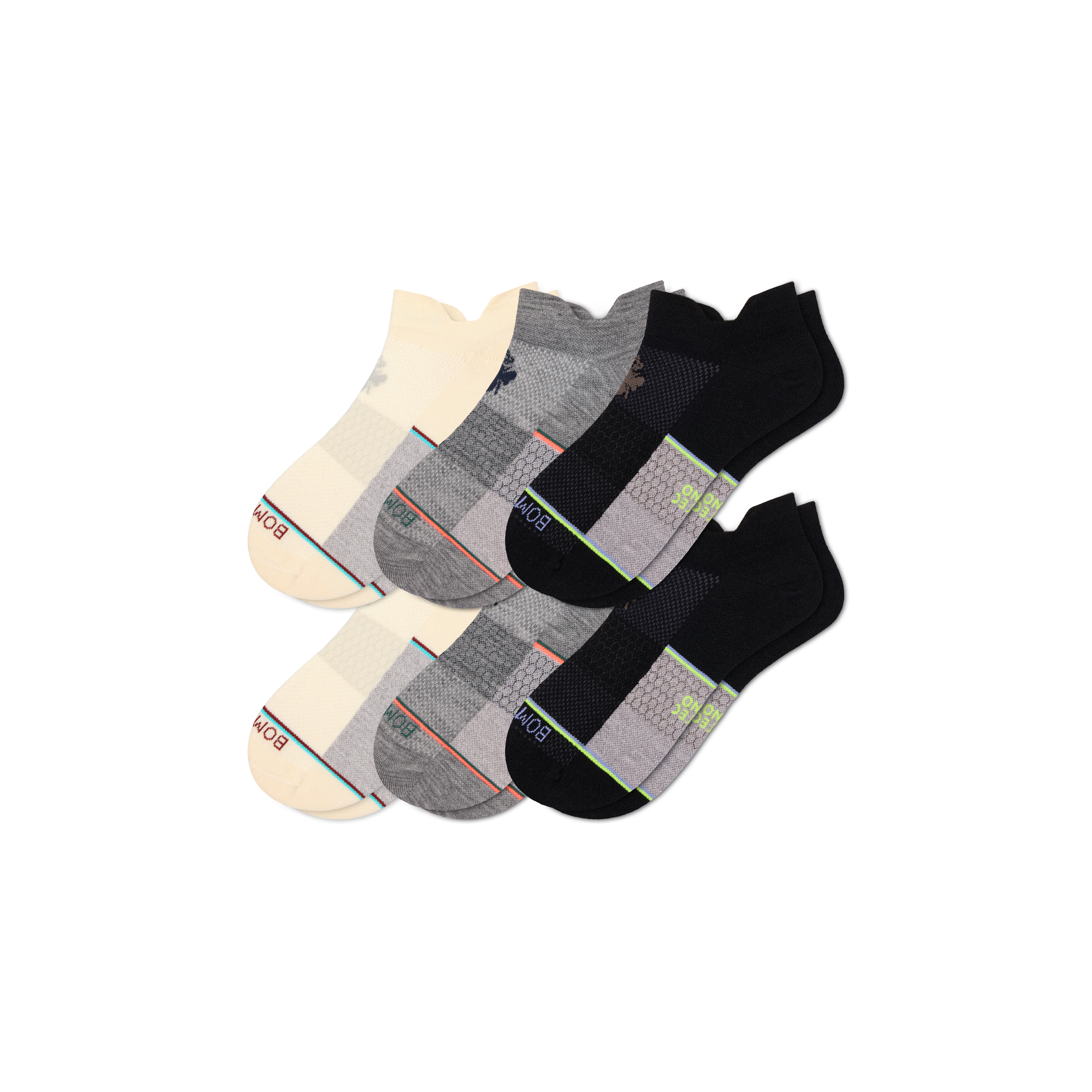 Bombas Ultralite Sport Merino Wool Blend Ankle Sock 6-pack