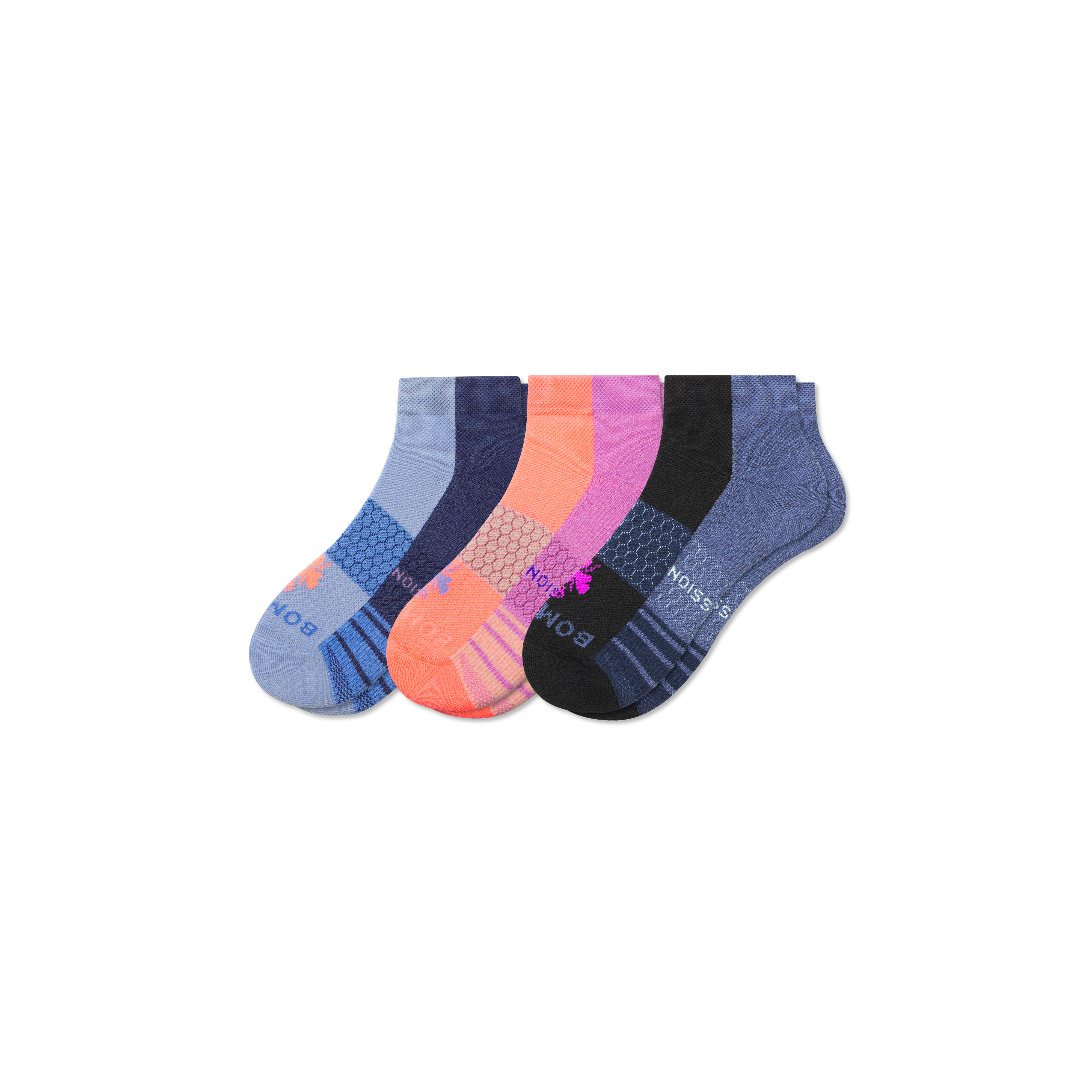 3 Pairs Of Bombas Women's Solid Black Ankle Socks - Size Medium (8-10.5), Low Cut, New With Tags