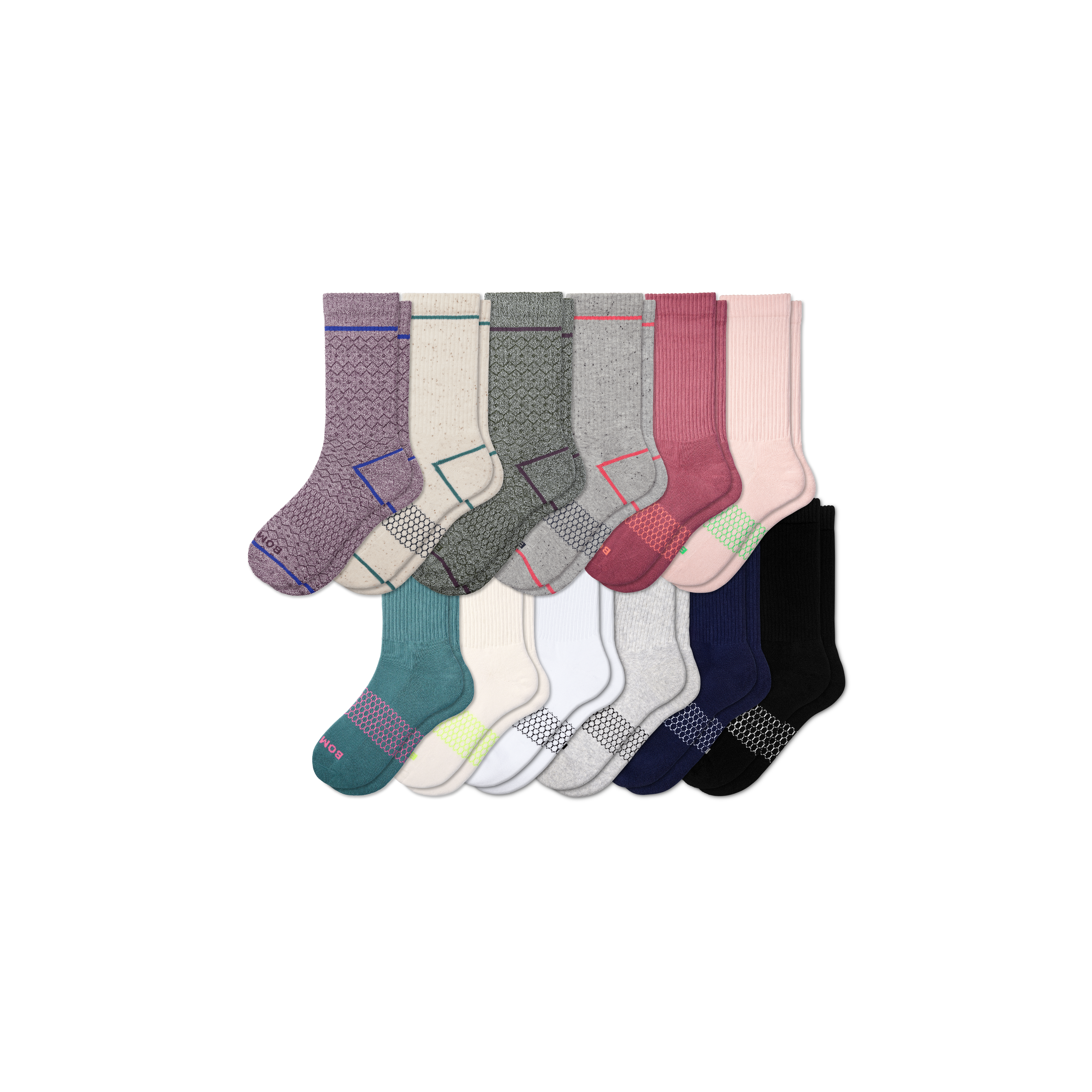 Bombas Calf Sock 12-pack In Plum Olive Solids Mix