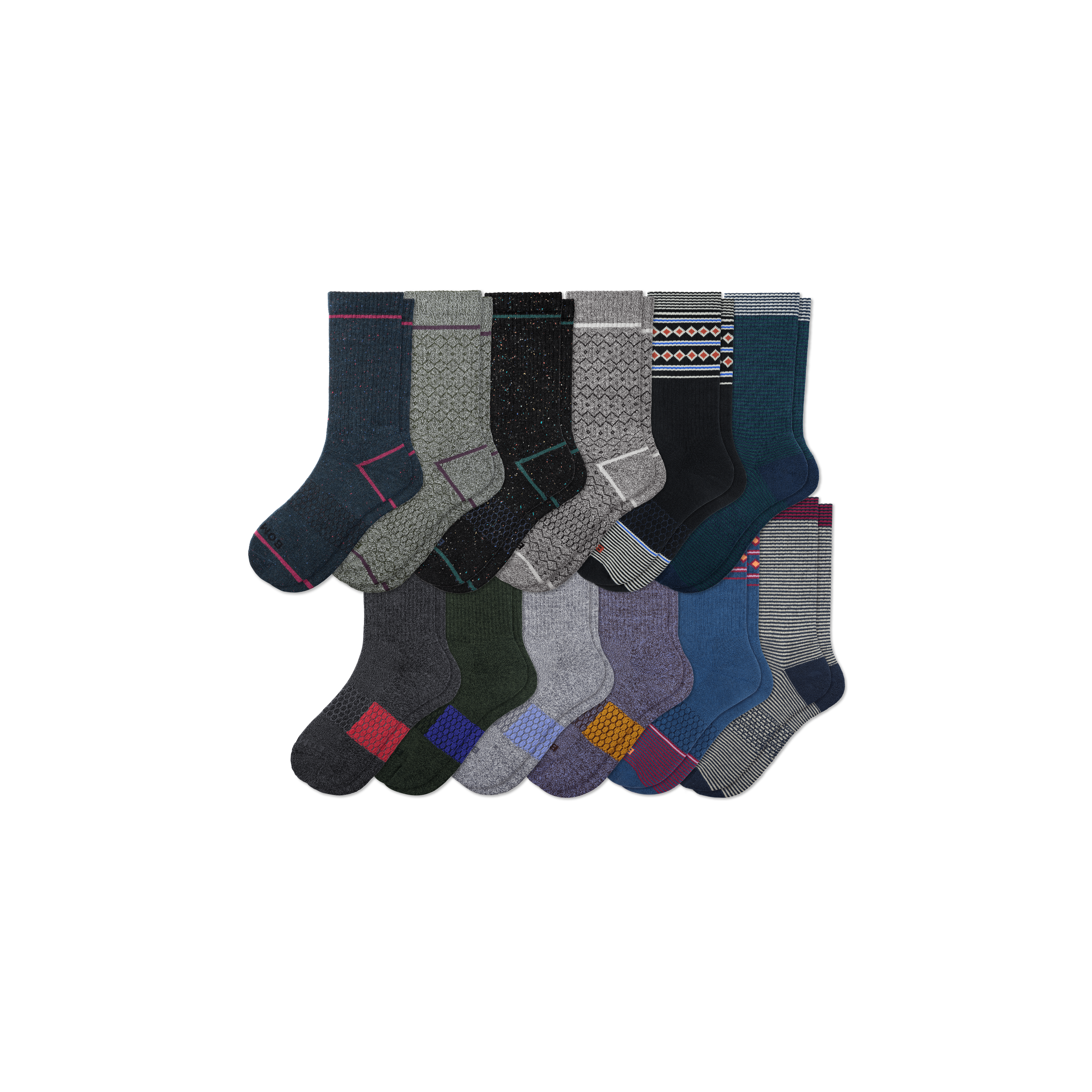 Bombas Calf Sock 12-pack In Marls Holiday Mix
