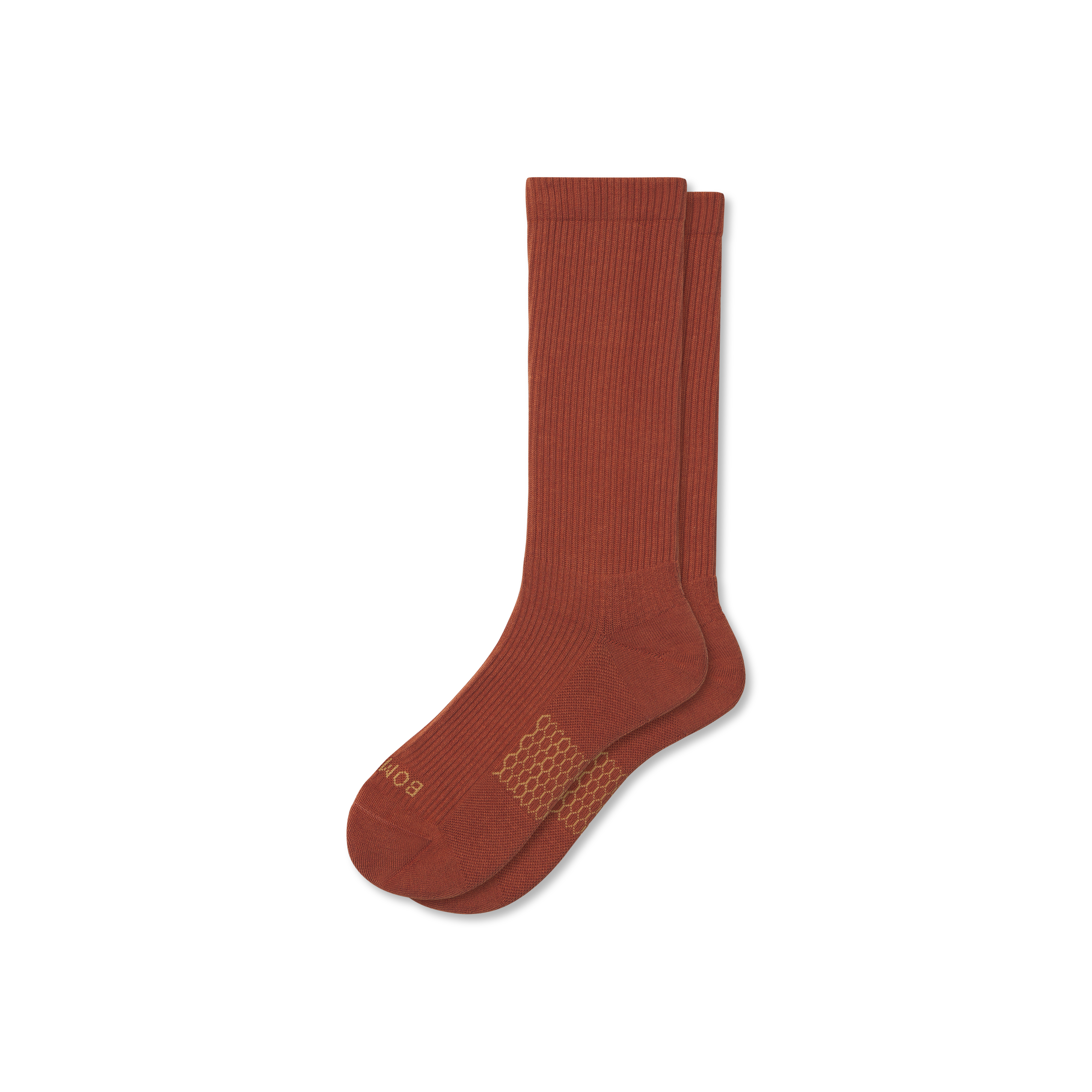 Bombas Modern Rib Calf Socks In Rust Brown