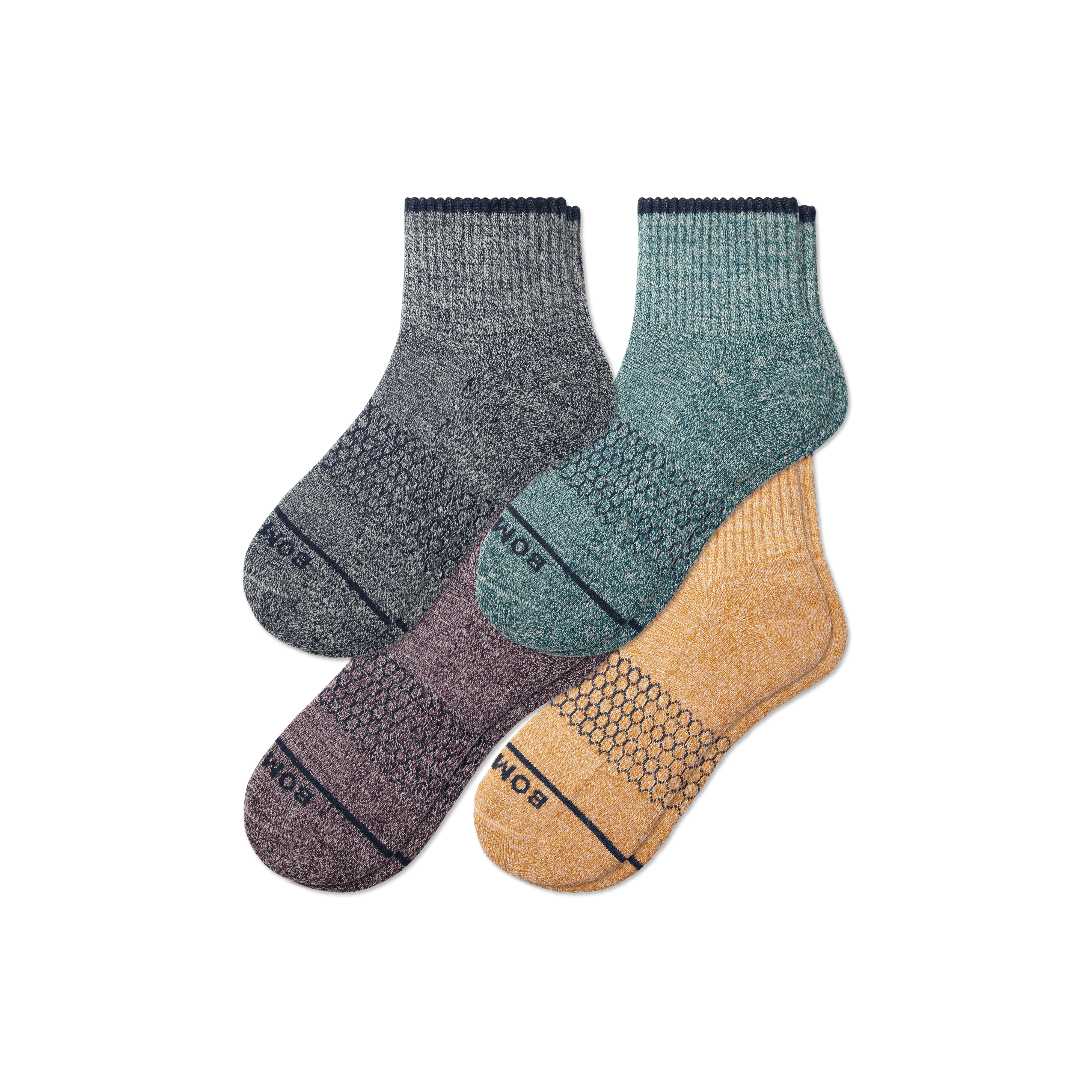 Bombas Merino Wool Blend Quarter Sock 4-pack In Butterscotch Plum Mix