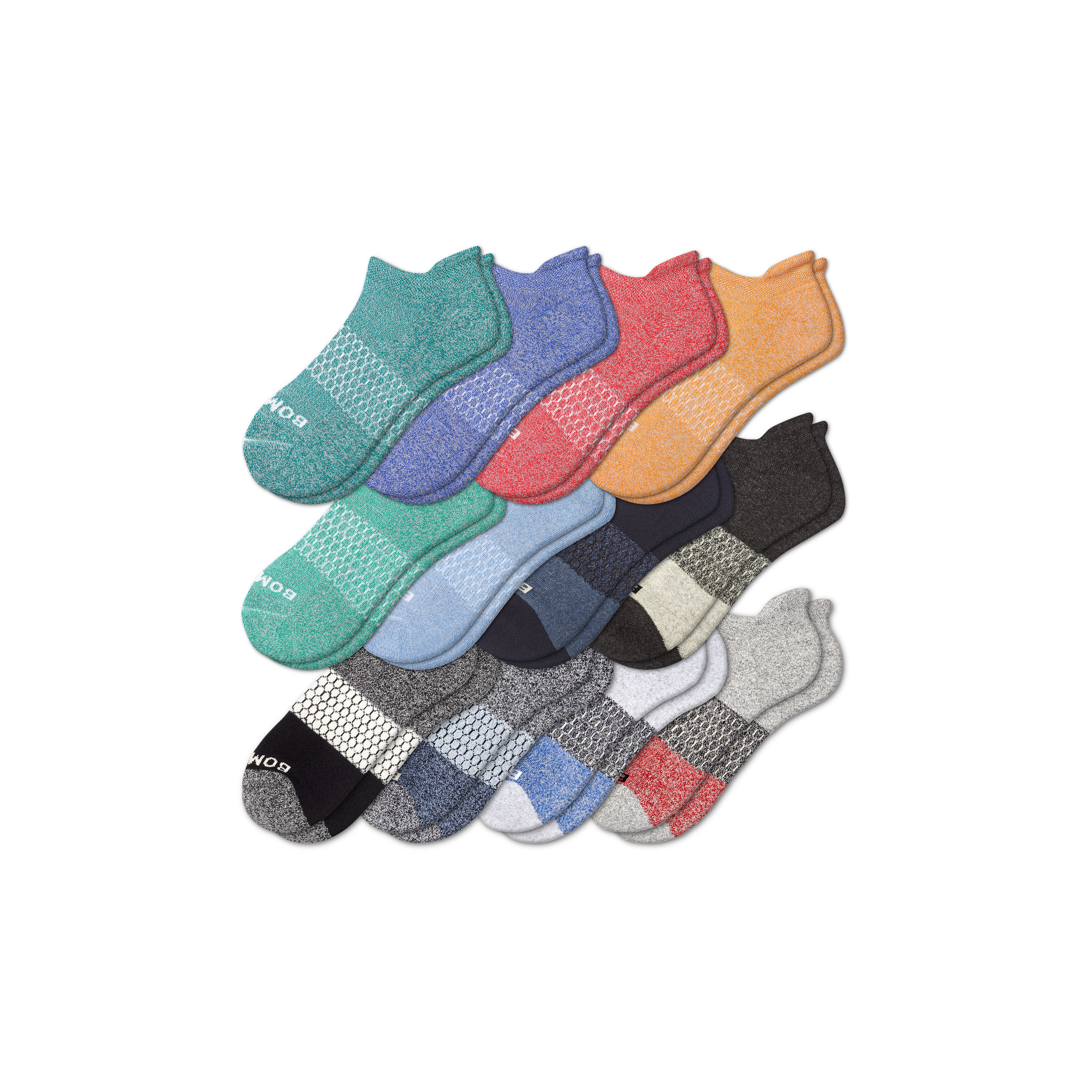Bombas Ankle Sock 12-pack In Marls Tri Block Mix
