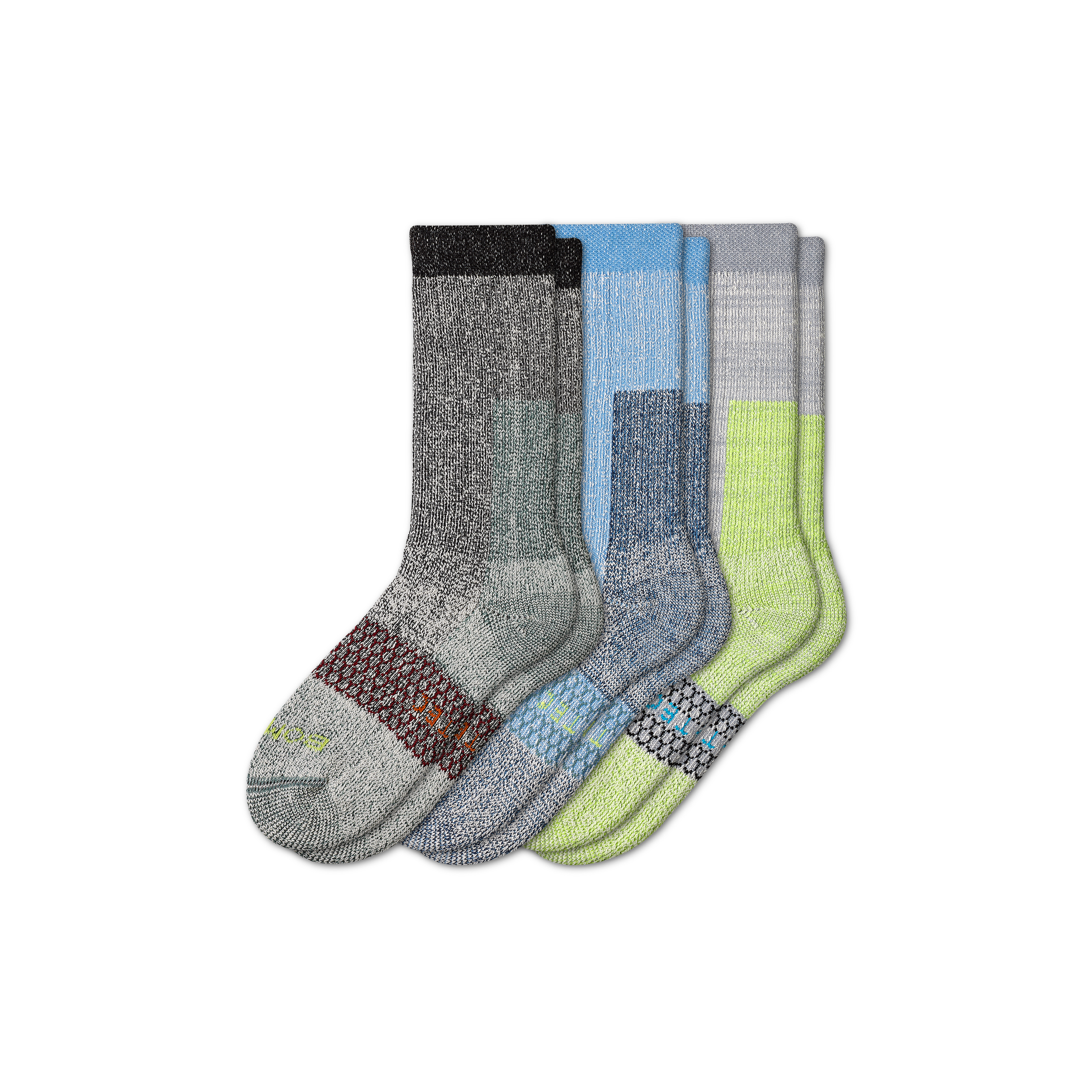 Bombas All-purpose Performance Heavy Duty Calf Sock 3-pack In Colorblock Mix