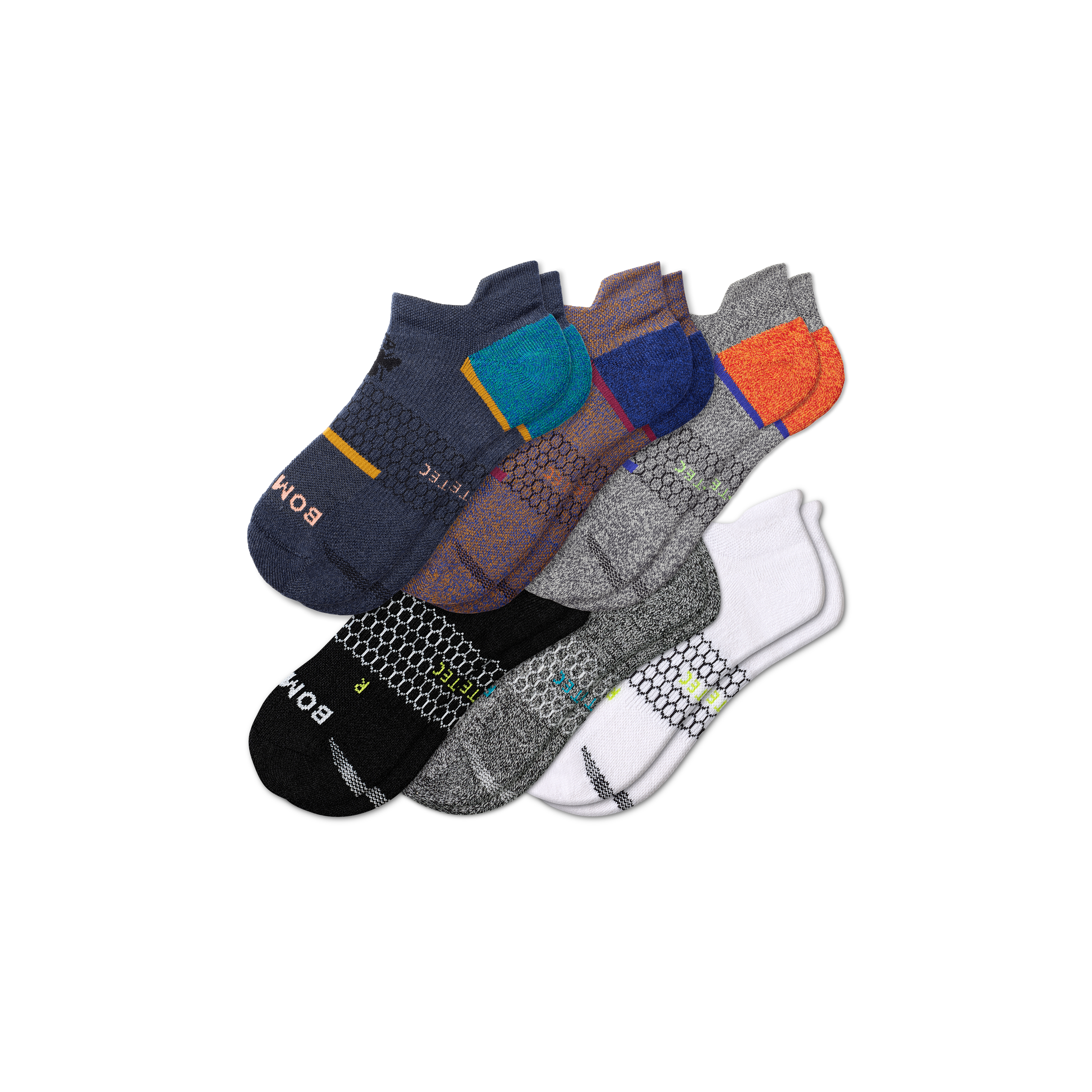 Bombas All-purpose Performance Ankle Sock 6-pack In Galaxy Green Mix