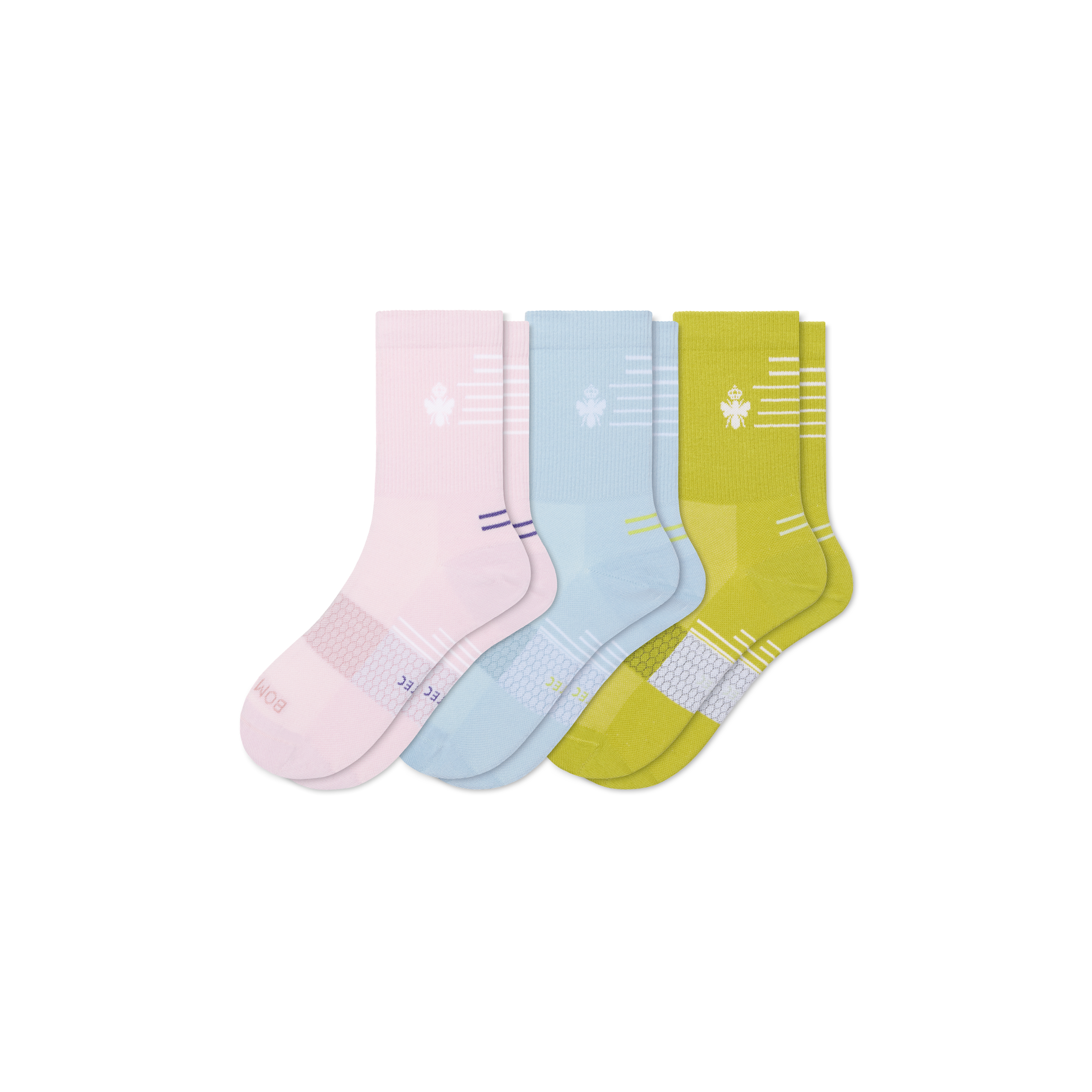 Bombas Ultralite Sport Half Calf Sock 3-pack In Rose Blue Mix