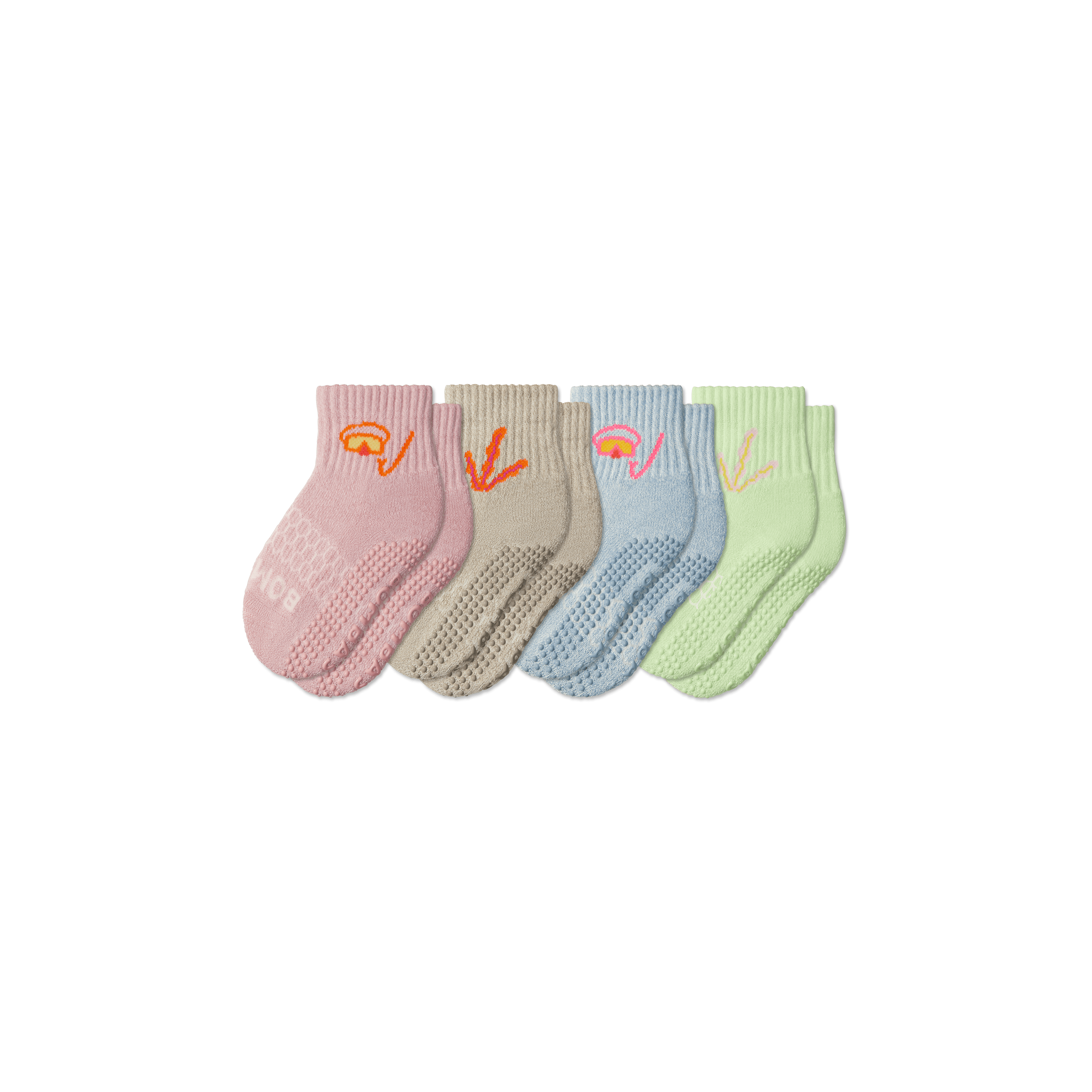 Bombas Toddler Aquatic Gripper Calf Sock 4-pack In Rose Mint Mix
