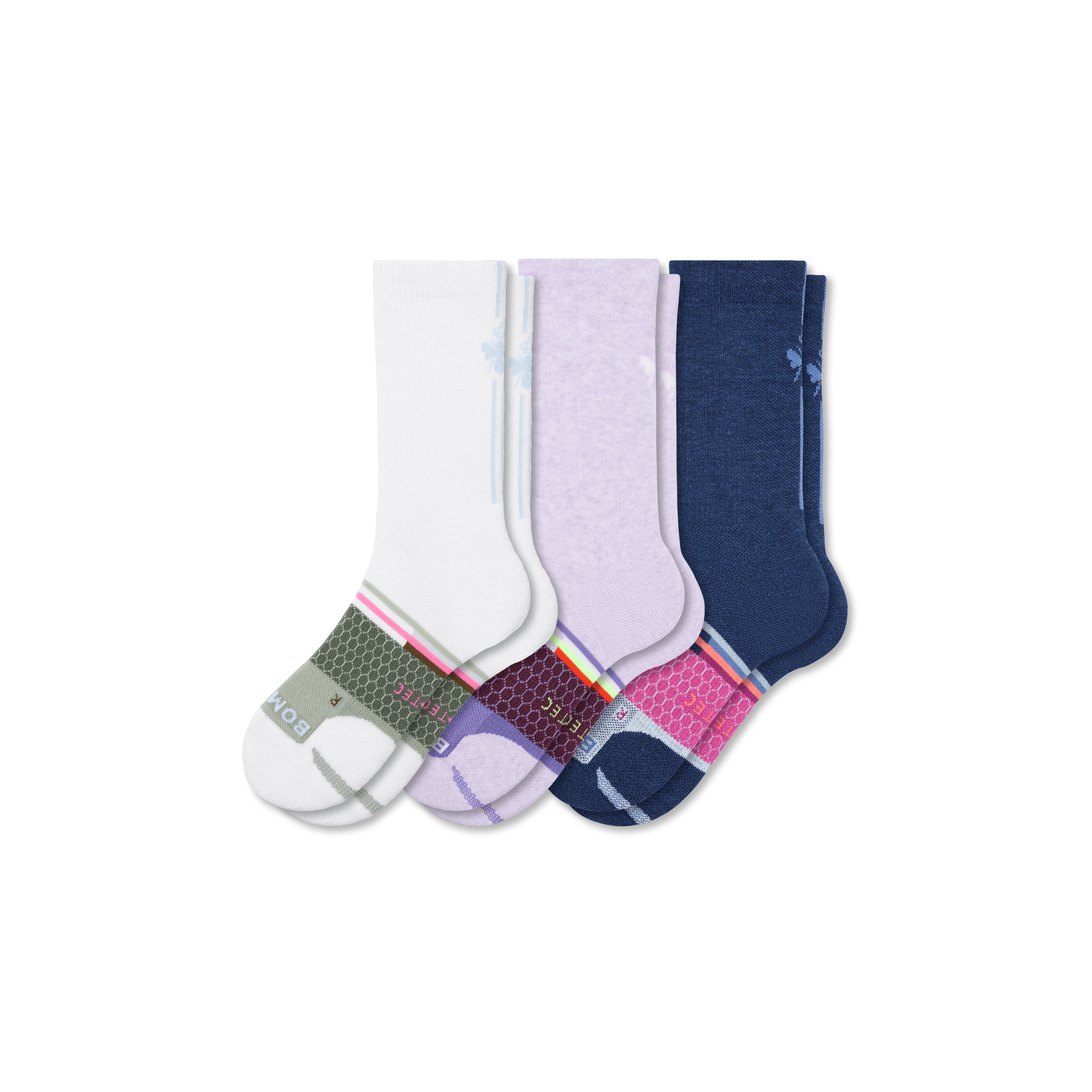 Bombas All-purpose Performance Calf Sock 3-pack In Purple Blue Mix