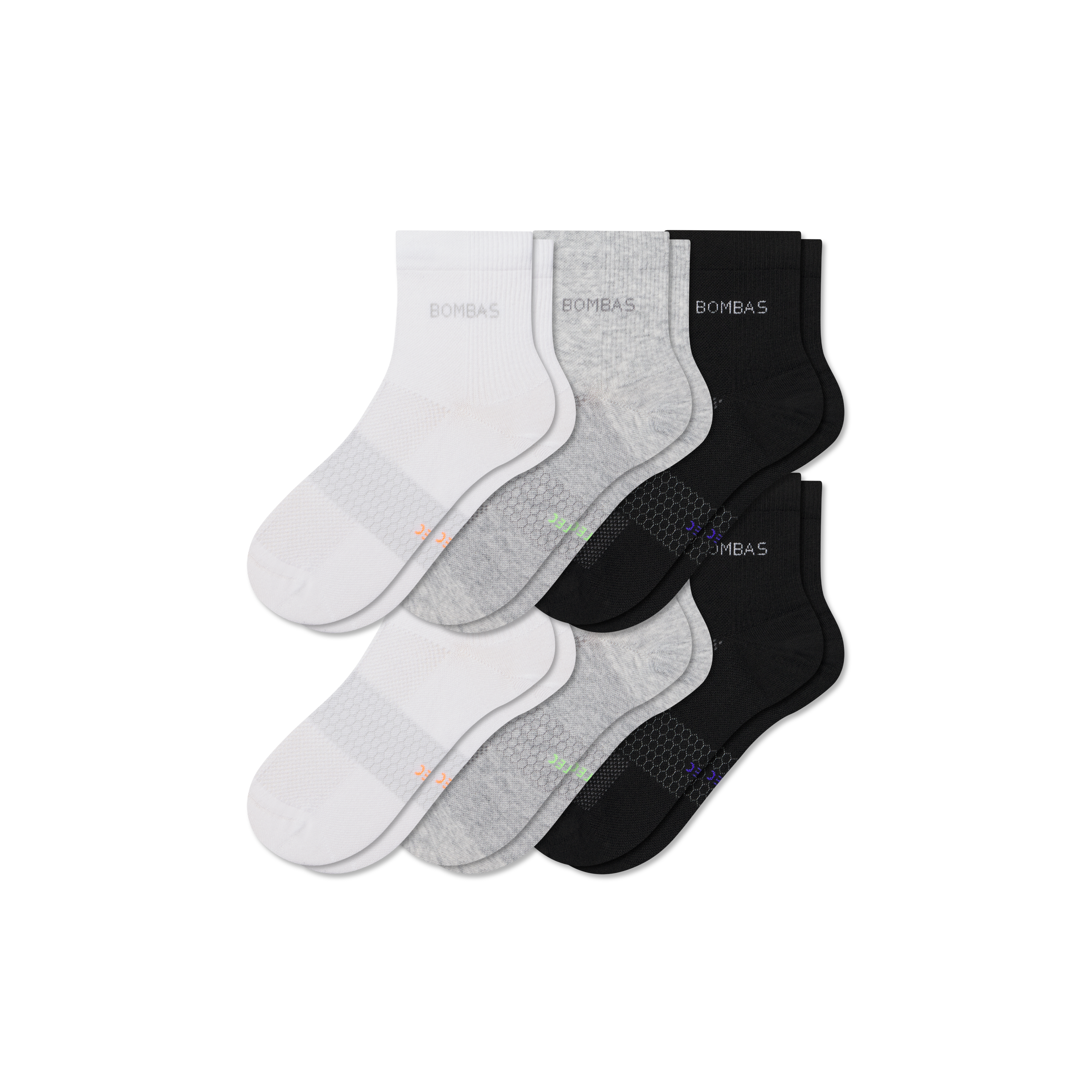 Bombas Lightweight Athletic Quarter Sock 6-pack