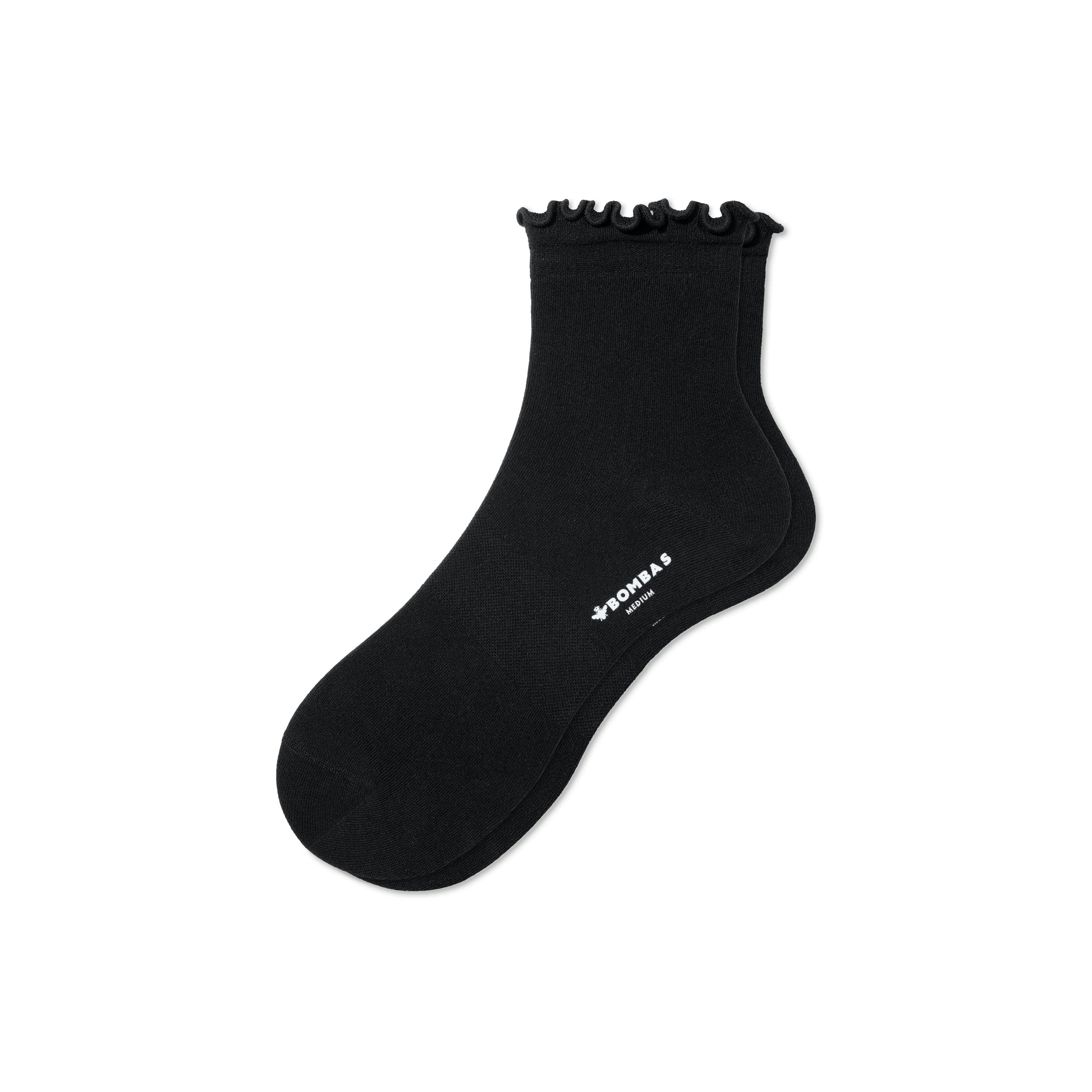 Shop Bombas Lightweight Frill Quarter Socks In Black