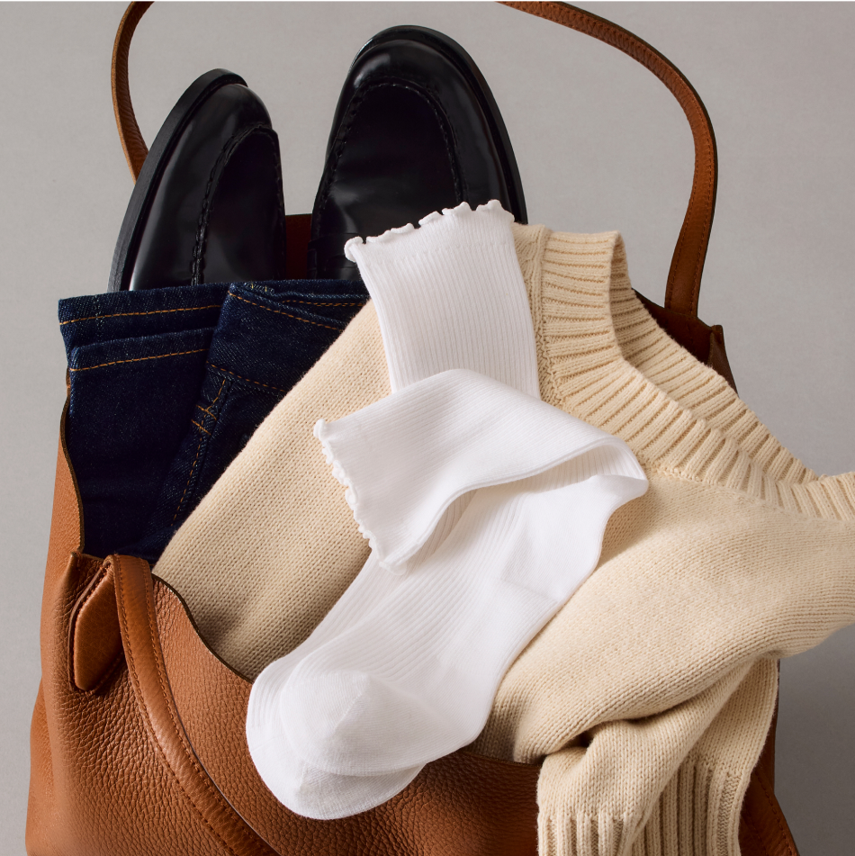 Women's Frilly Rib Half Calf Socks - BTF - Gallery Card 2