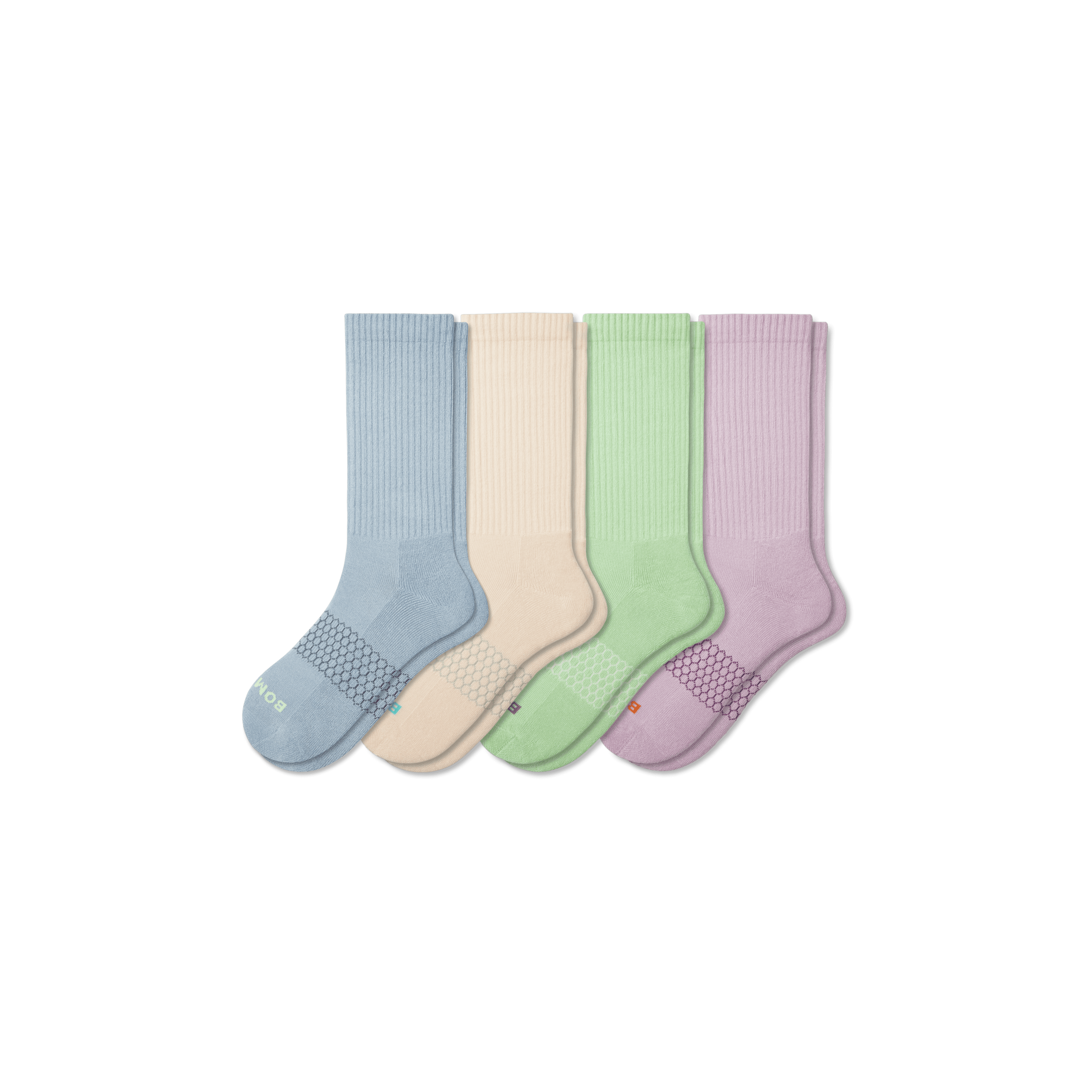 Bombas Solids Calf Sock 4-pack In Mint Lavender Mix