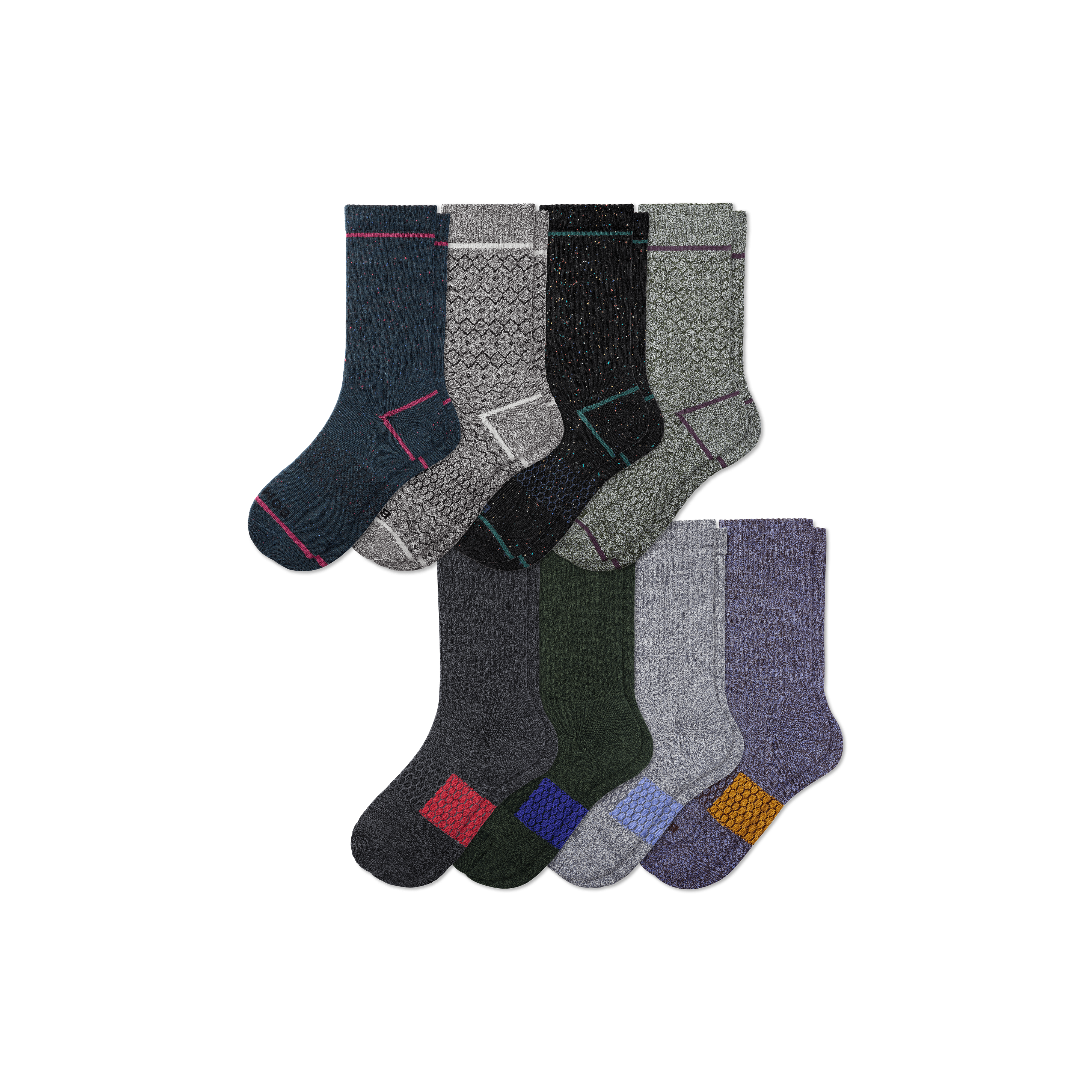 Bombas Calf Sock 8-pack In Marls Holiday Mix