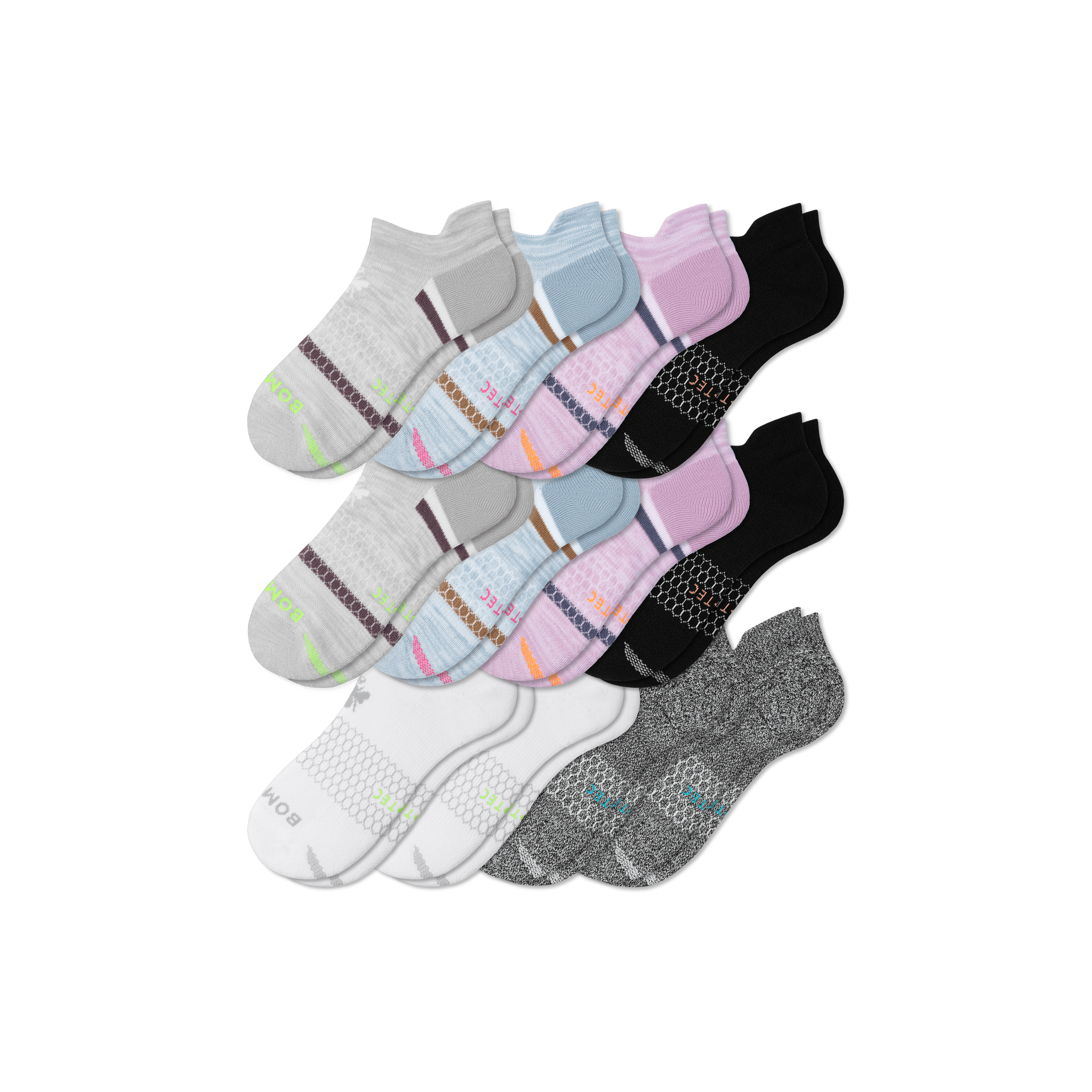 Bombas All-purpose Performance Ankle Sock 12-pack In Washed Lavender Mix