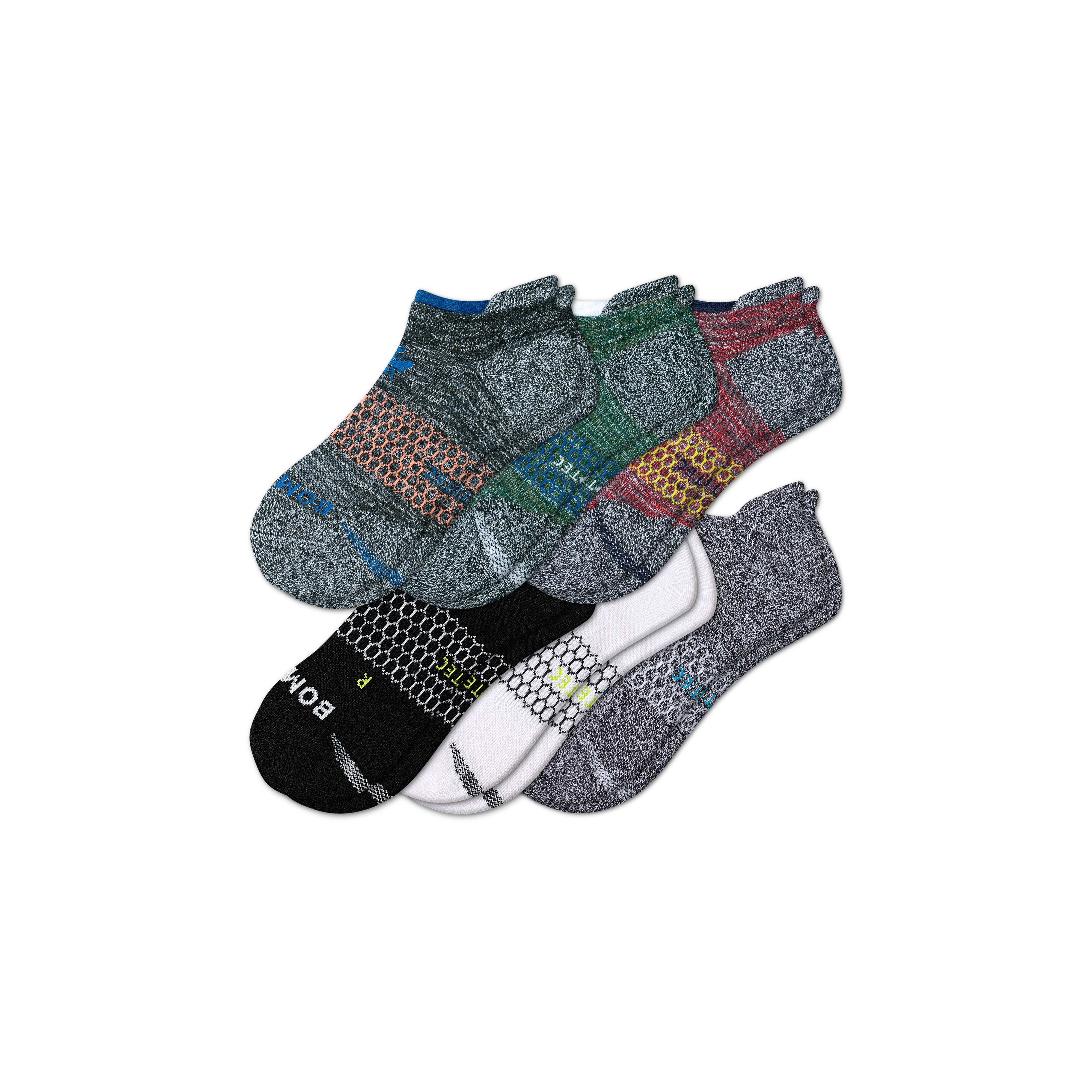 Bombas All-purpose Performance Ankle Sock 6-pack In Pine Blue Mix
