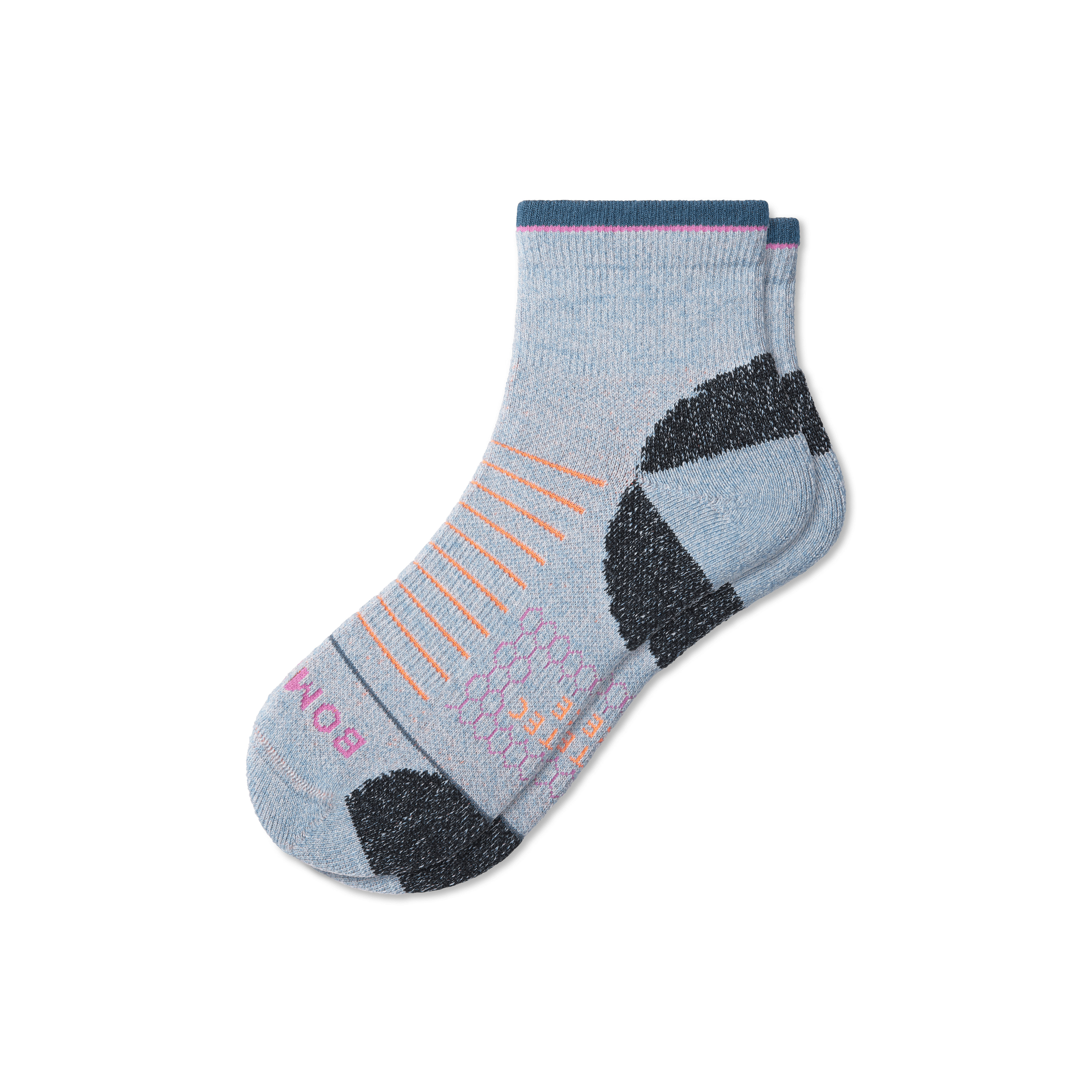 Bombas Merino Wool Blend Hiking Performance Quarter Socks In Ocean Fog
