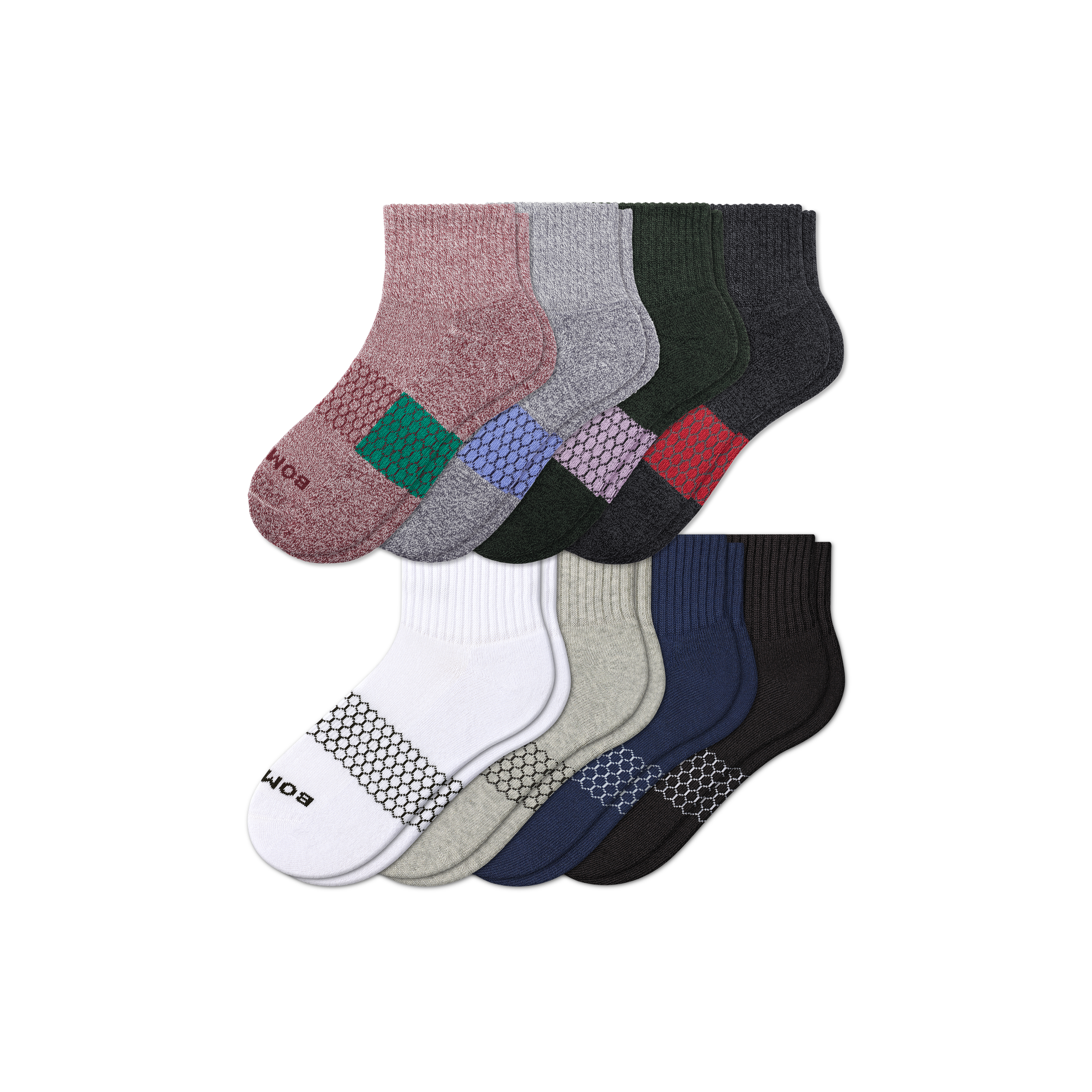 Bombas Quarter Sock 8-pack In Marls Solids Mix