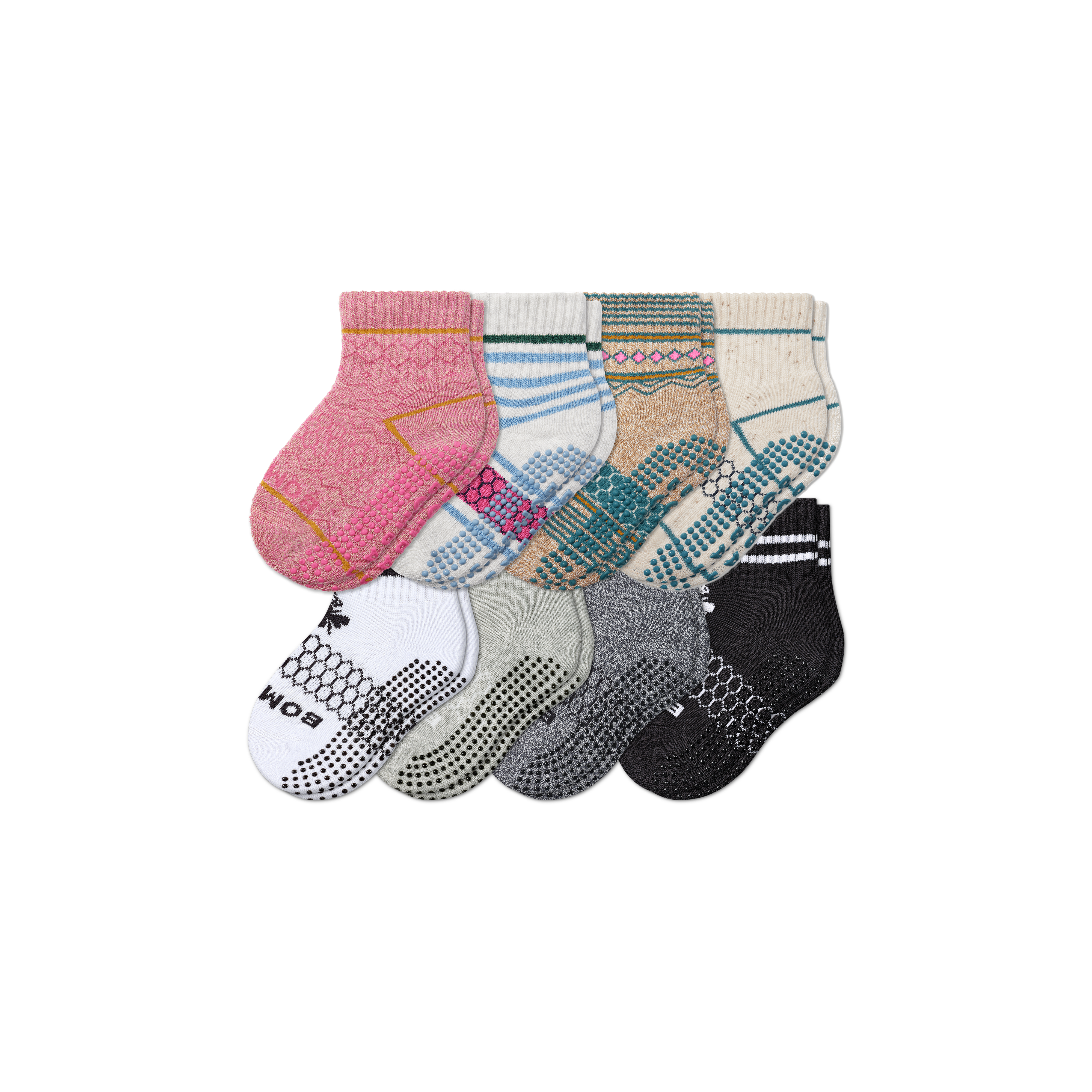 Bombas Toddler Gripper Calf Sock 8-pack In Mulberry Twine Mix
