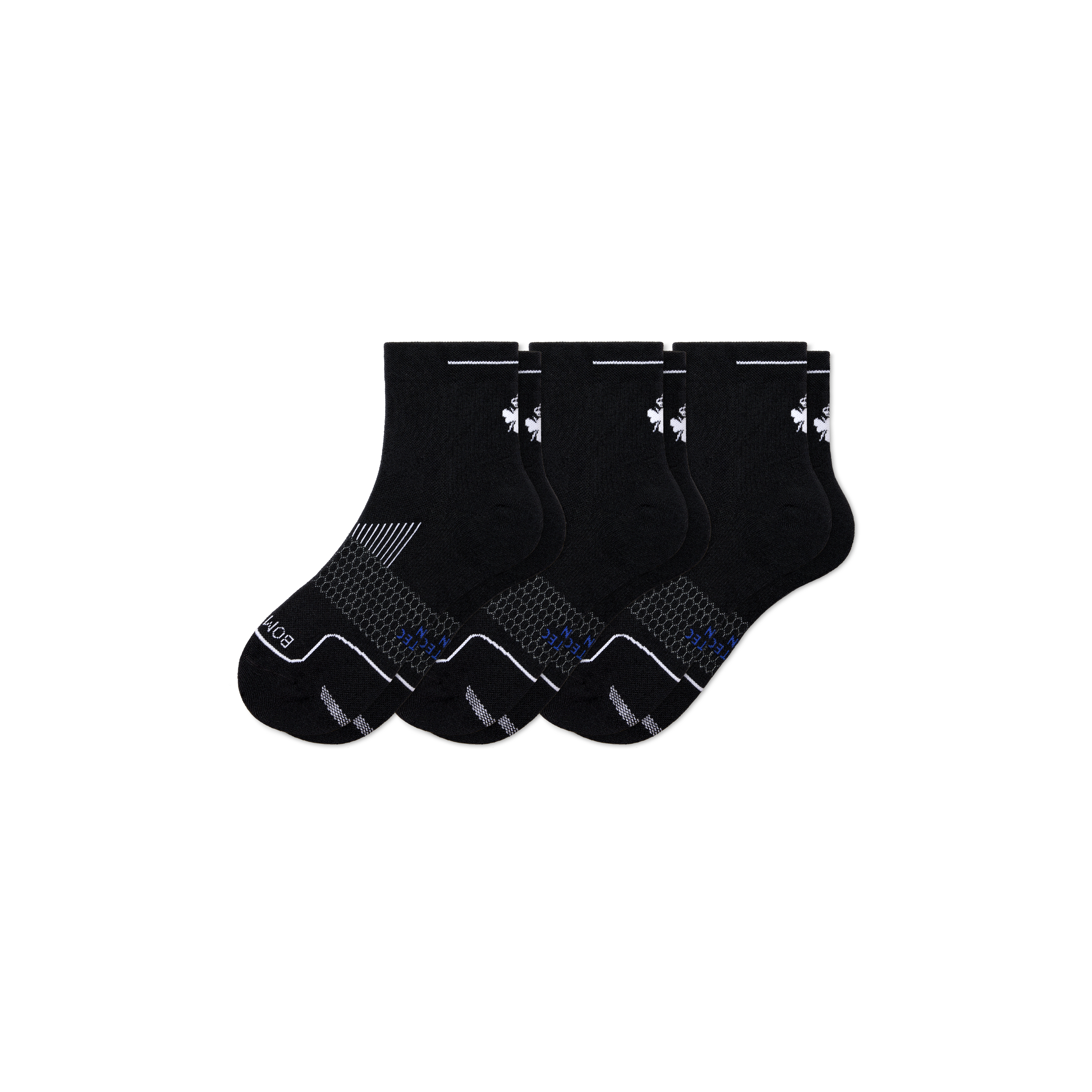 Bombas Running Quarter Sock 3-pack In Black Cobalt