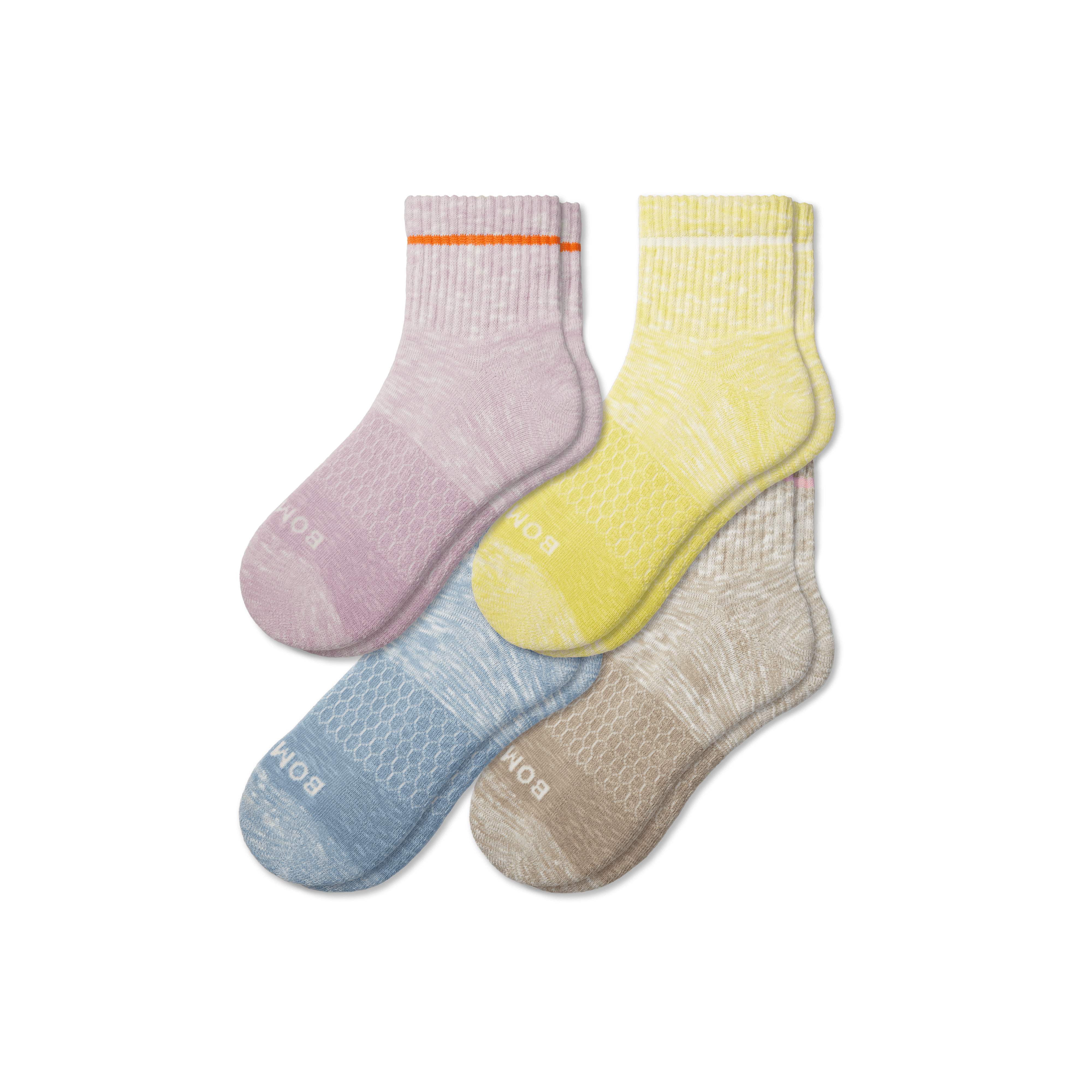 Bombas Summer Slub Quarter Sock 4-pack In Lavender Ocean Mix