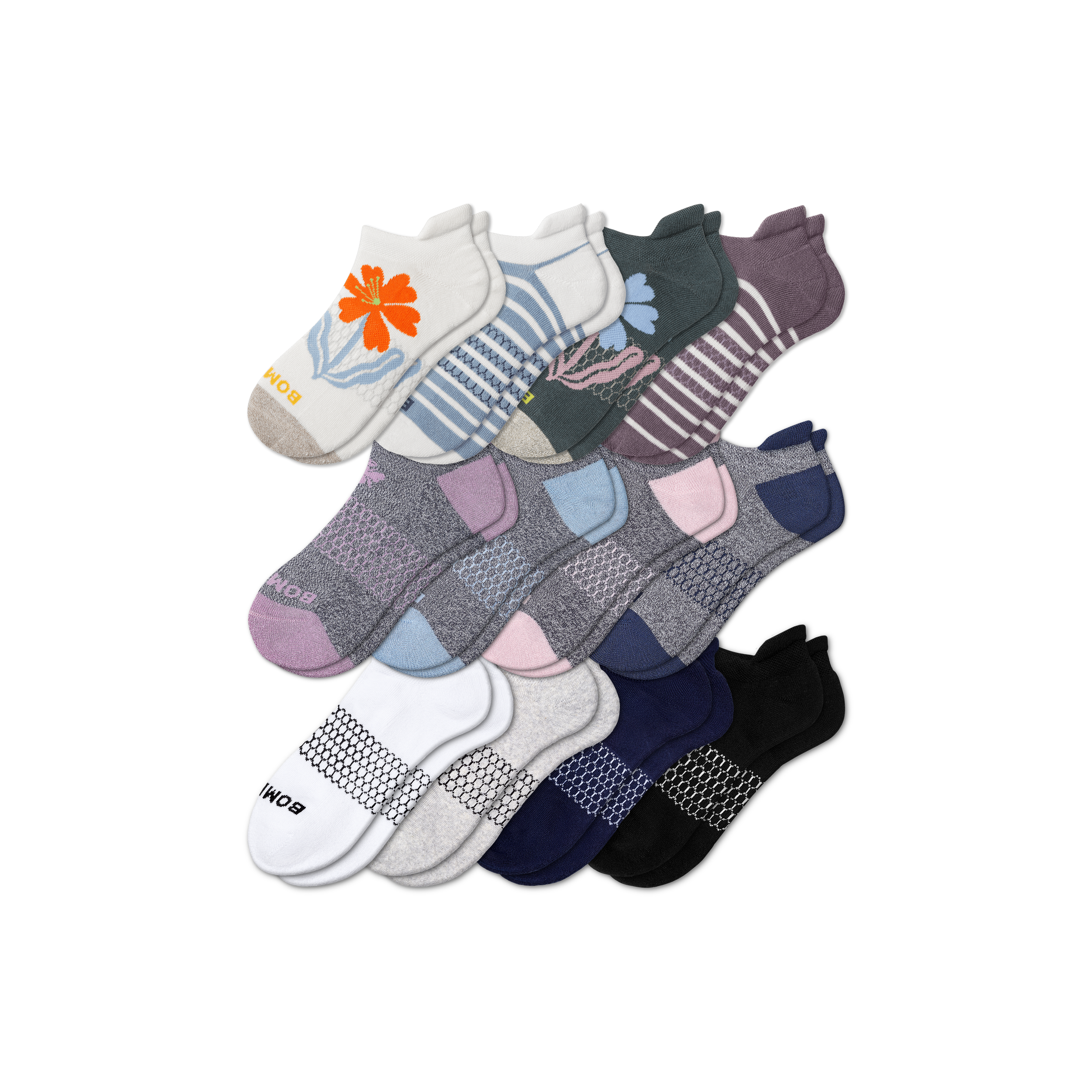 Bombas Ankle Sock 12-pack In Floral Marl Mix