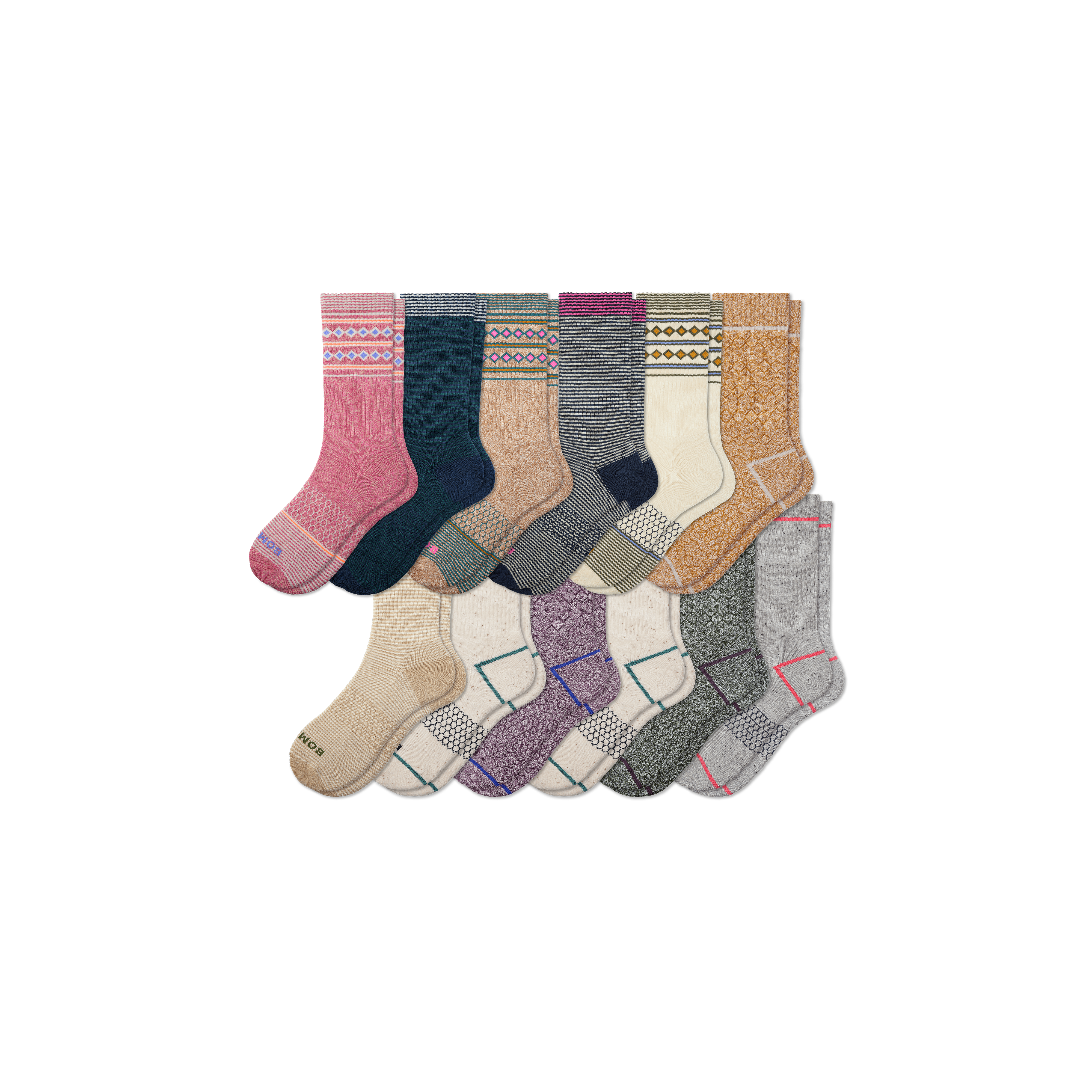 Bombas Calf Sock 12-pack In Plum Olive Mix