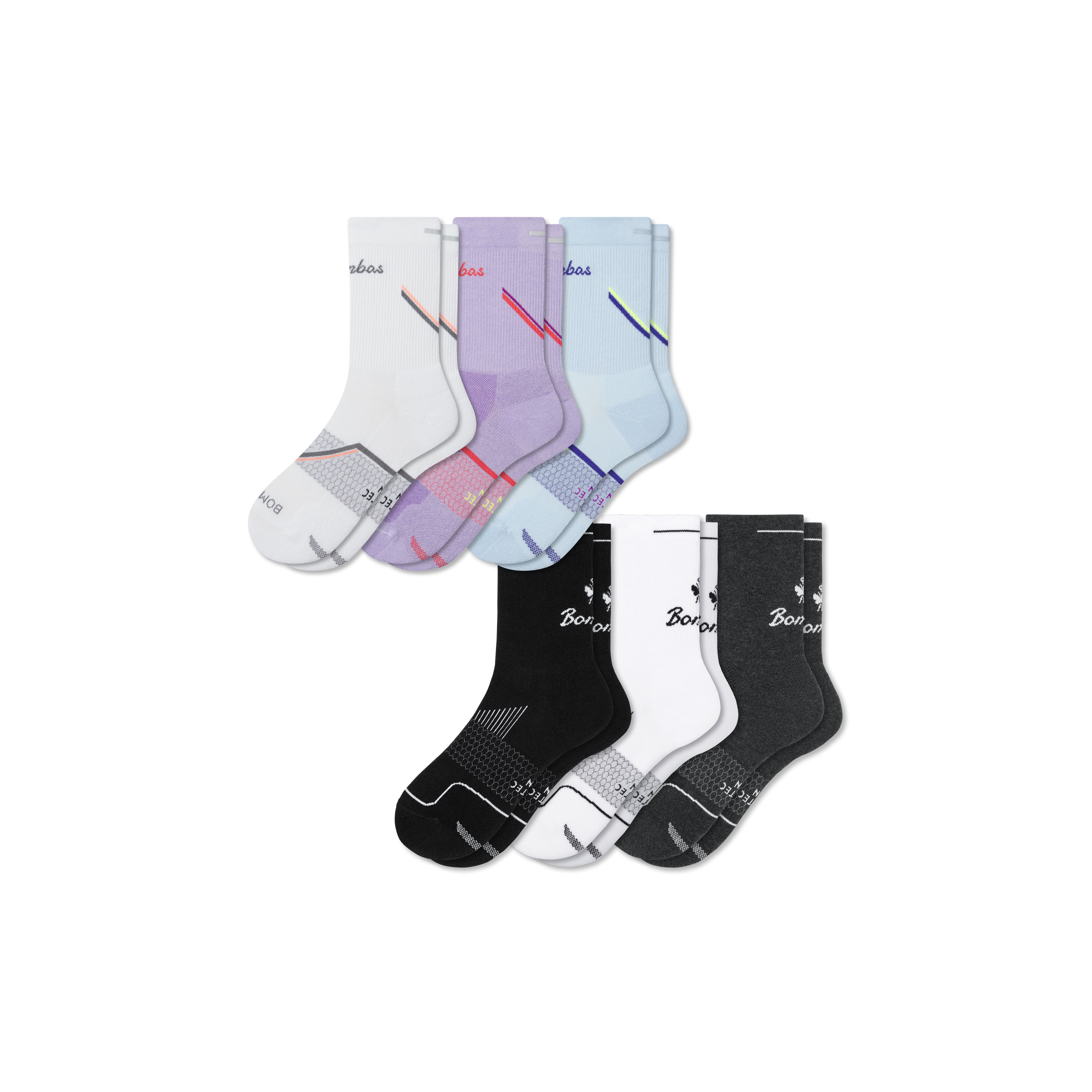 Bombas Running Half Calf Sock 6-pack In Multi