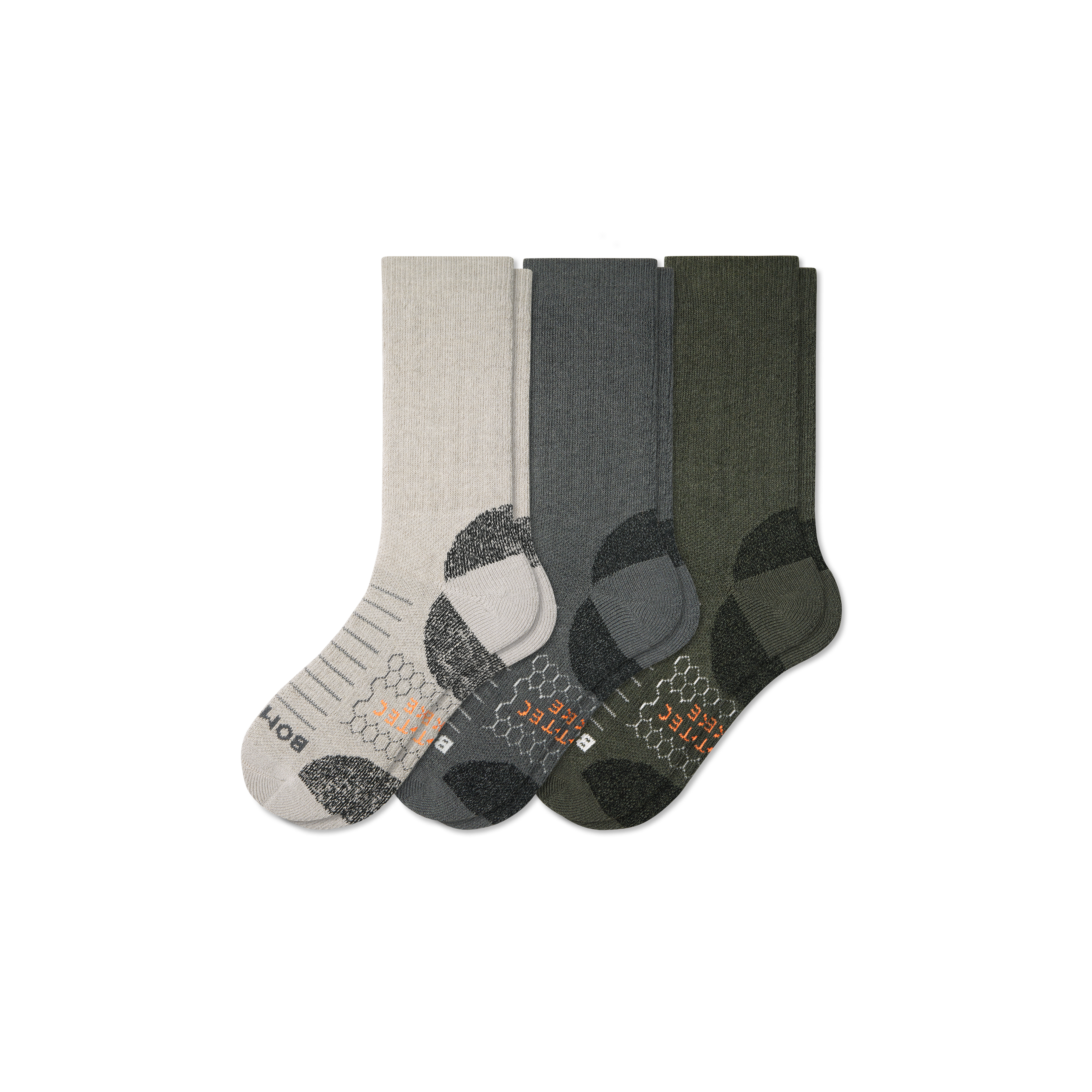 Bombas Hiking Performance Calf Sock 3-pack In Olive Shade Mix