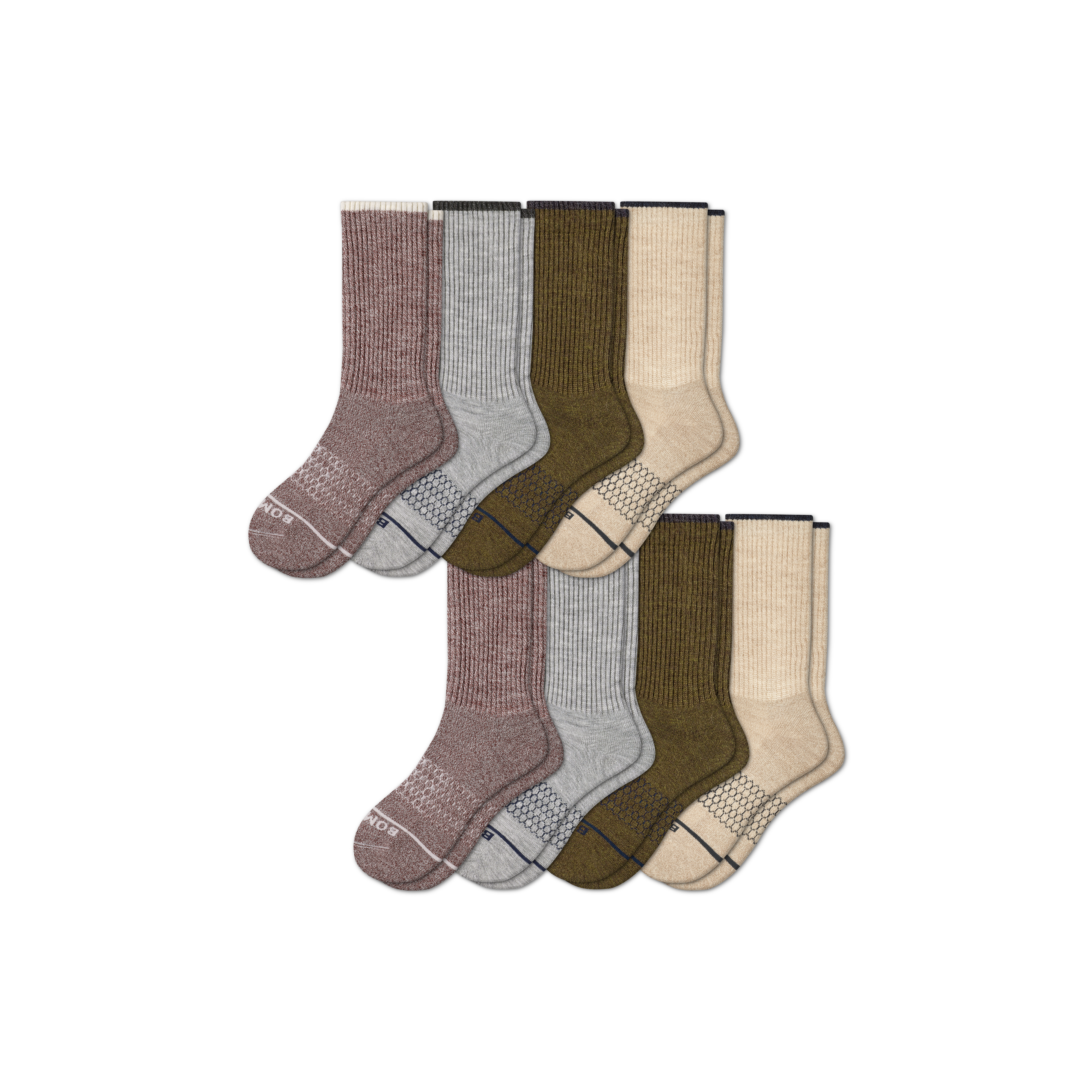 Bombas Merino Wool Blend Calf Sock 8-pack In Neutral Mix